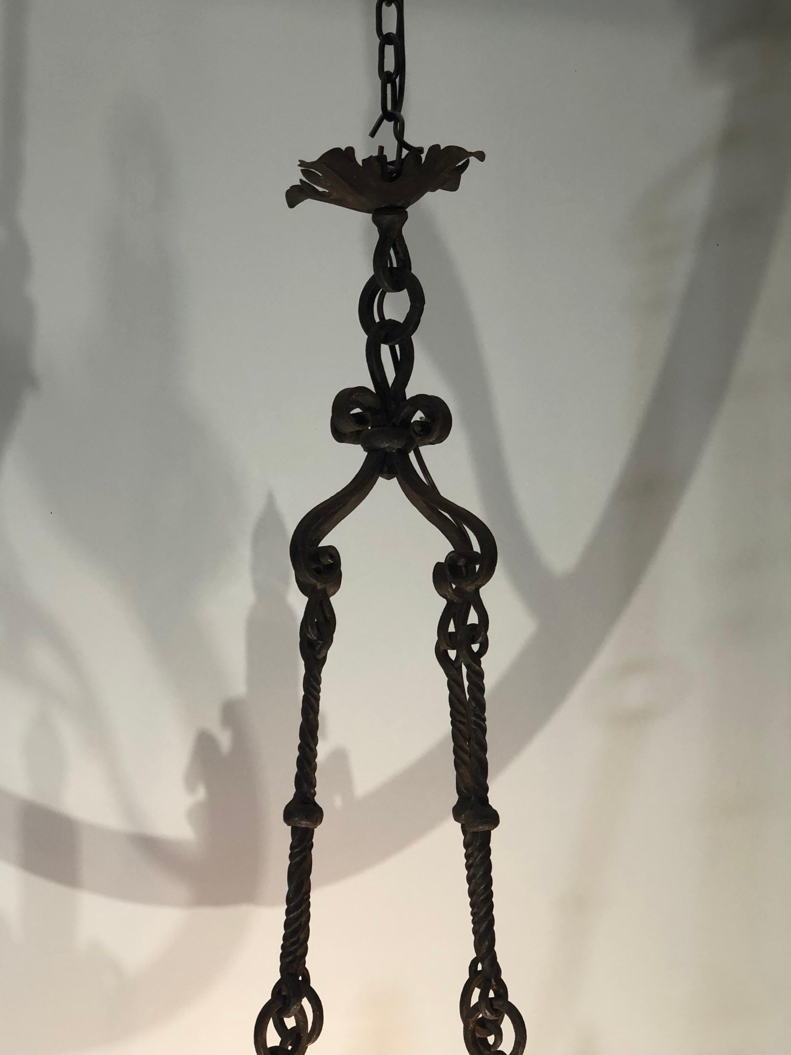 French Circular Hand-Wrought Iron Chandelier. 19th Century 2