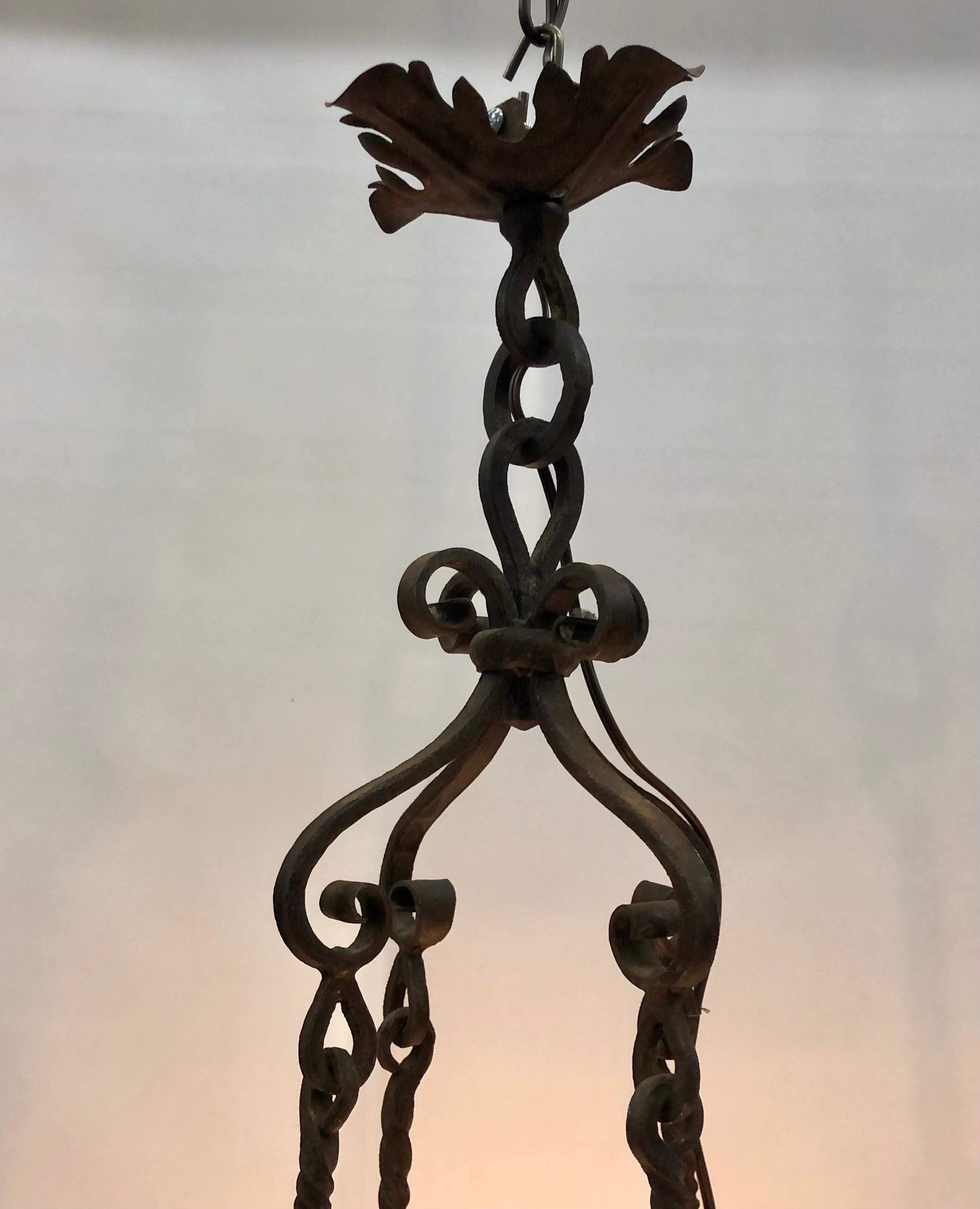 French Circular Hand-Wrought Iron Chandelier. 19th Century 4