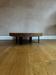 French circular hardwood and iron based coffee table