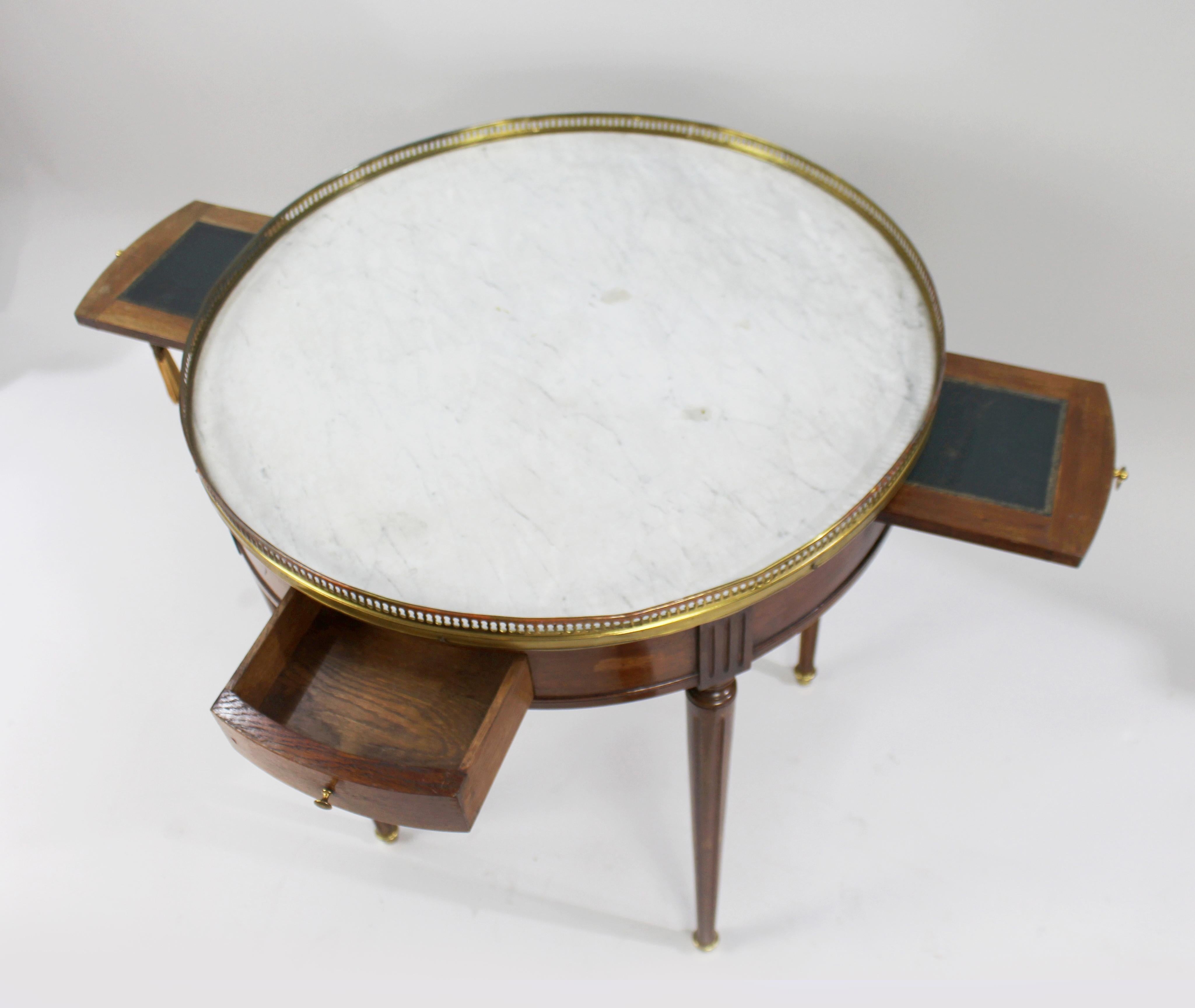 Mahogany French Circular Marble-Topped Lamp Table