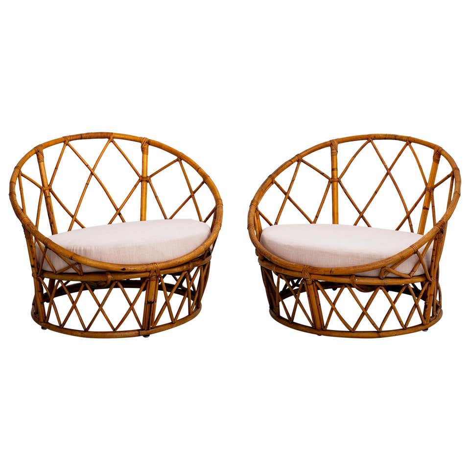 French Circular Rattan Chairs at 1stDibs