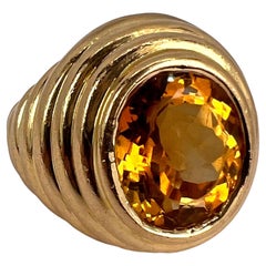 French Citrine 18 Karat Yellow Gold Bibendum Ring