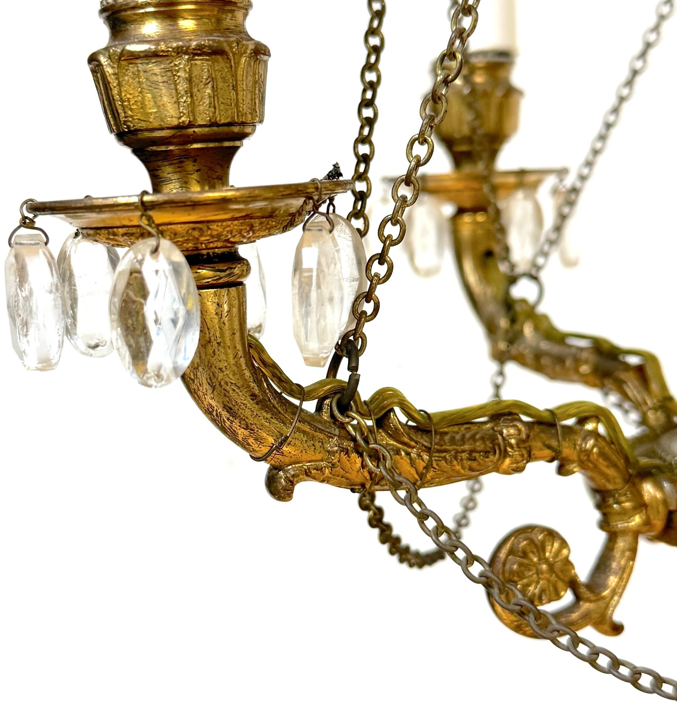 French Citrine Crystal Balloon Four Light Chandelier, Style of Maison Baguès In Good Condition For Sale In West Palm Beach, FL