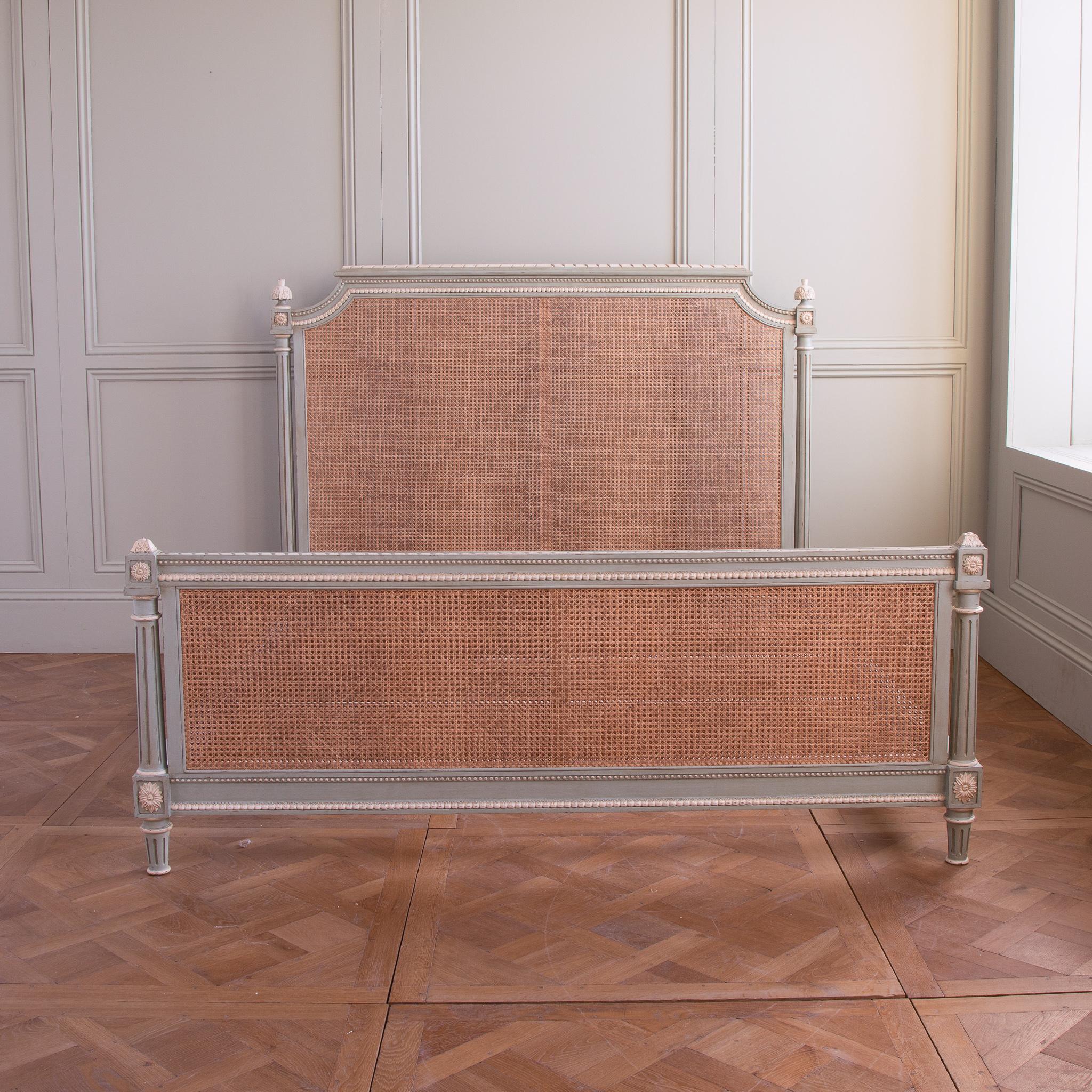 Louis XVI French Classic LXVI Style Caned Bergère Bed By La Maison London 'US King Size' For Sale