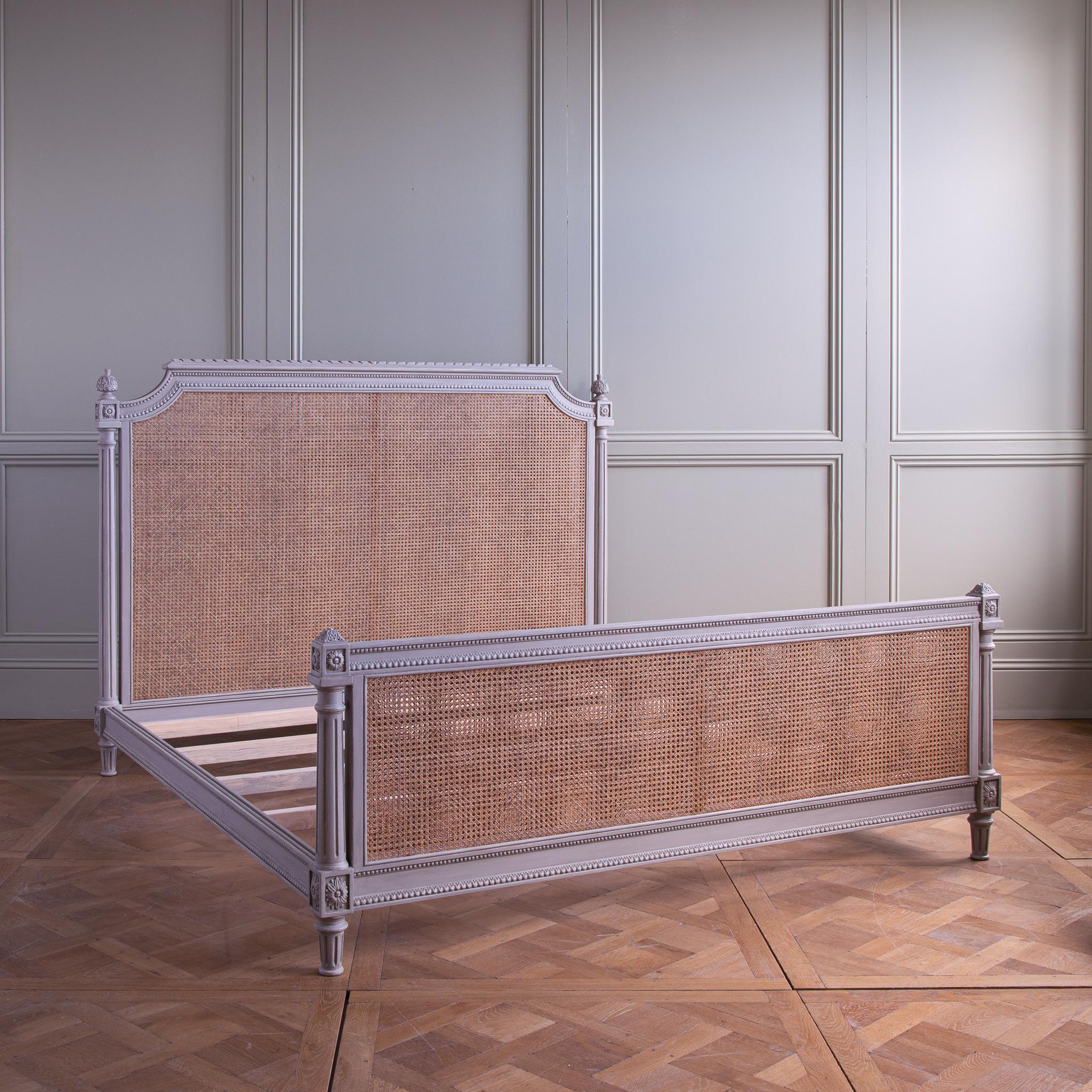 Contemporary French Classic LXVI Style Caned Bergère Bed By La Maison London 'US King Size' For Sale