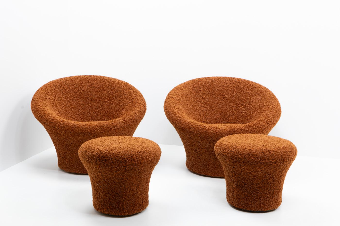 Mid-Century Modern French Classic Pierre Paulin for Artifort Mushroom Lounge Chair and Ottoman For Sale