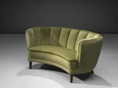 French Classic Sofa with Green Velvet Upholstery