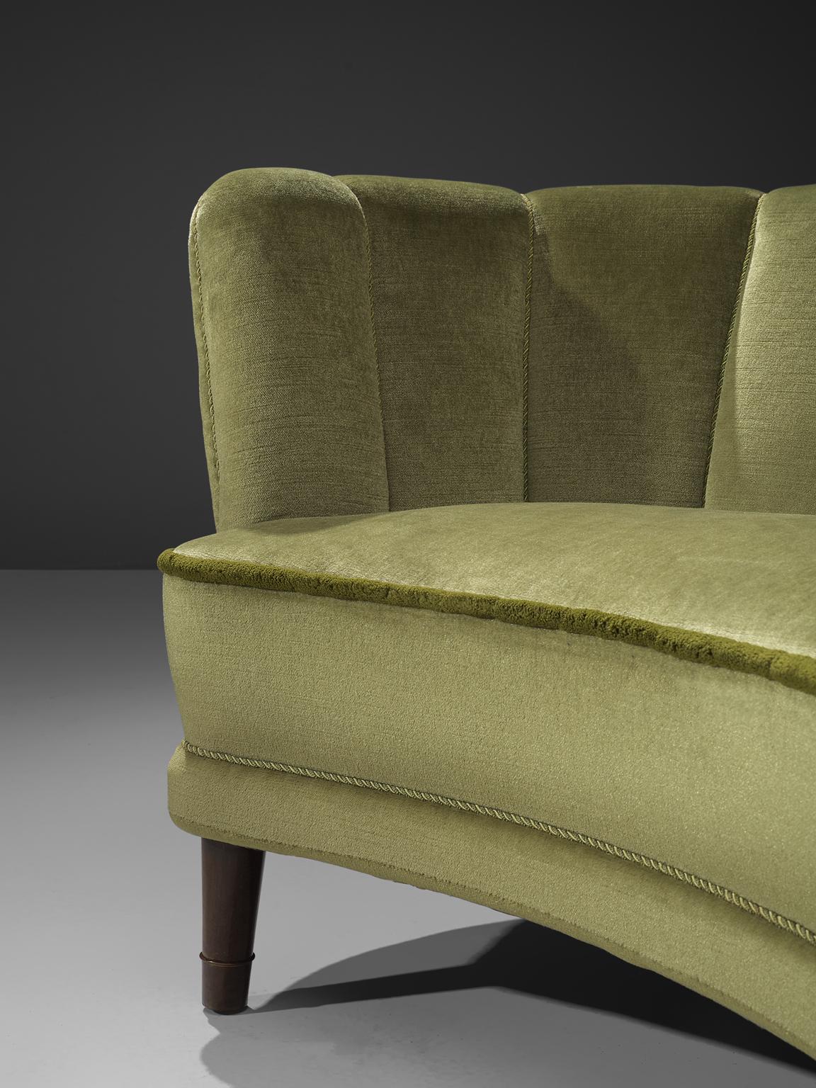 French Classic Sofa with Green Velvet Upholstery 1