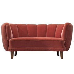 French Classic Sofa with Red Velvet Upholstery