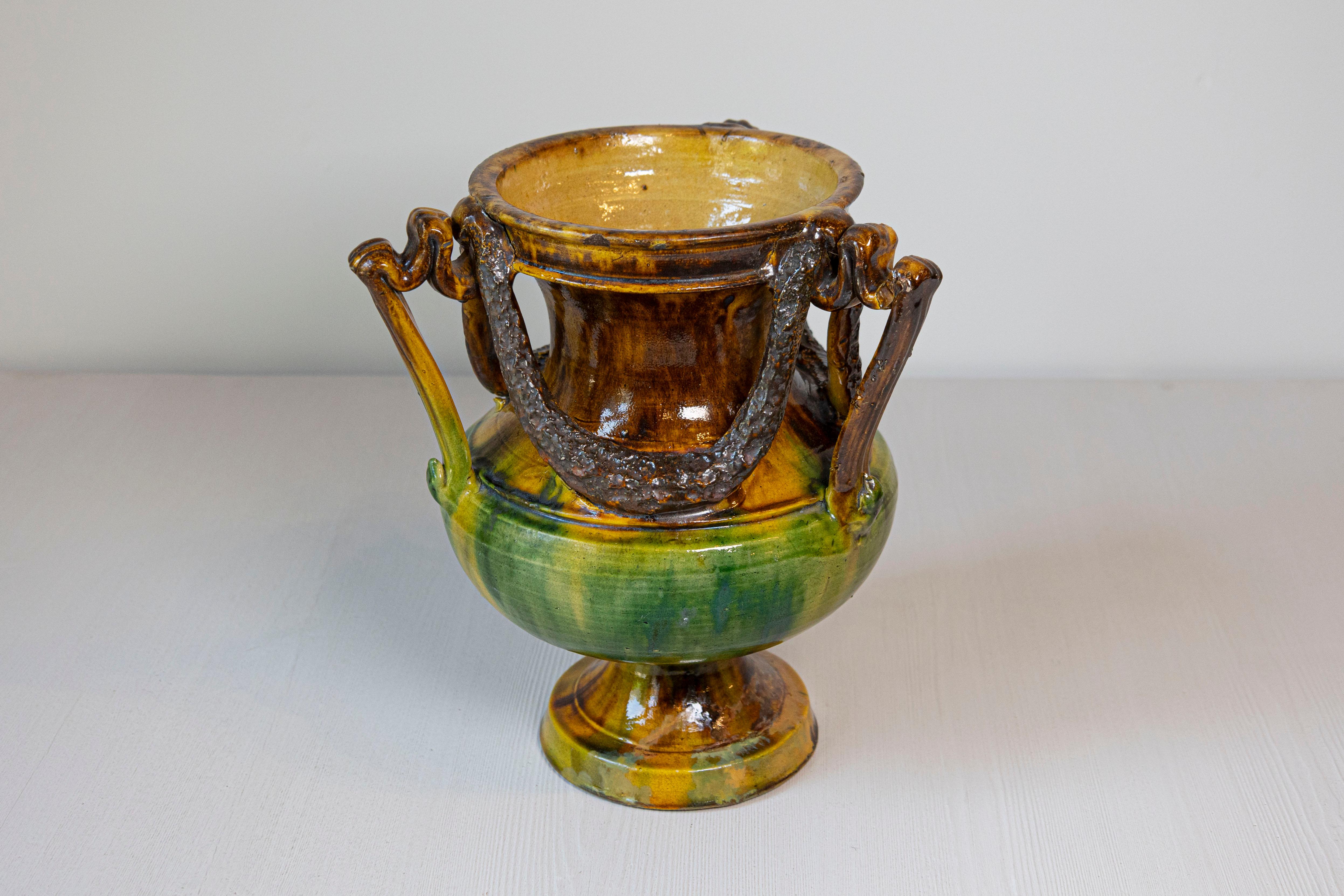 Vaso Anduze classico francese del XIX secolo smaltato multicromatico con motivi a scacchiera in vendita 3