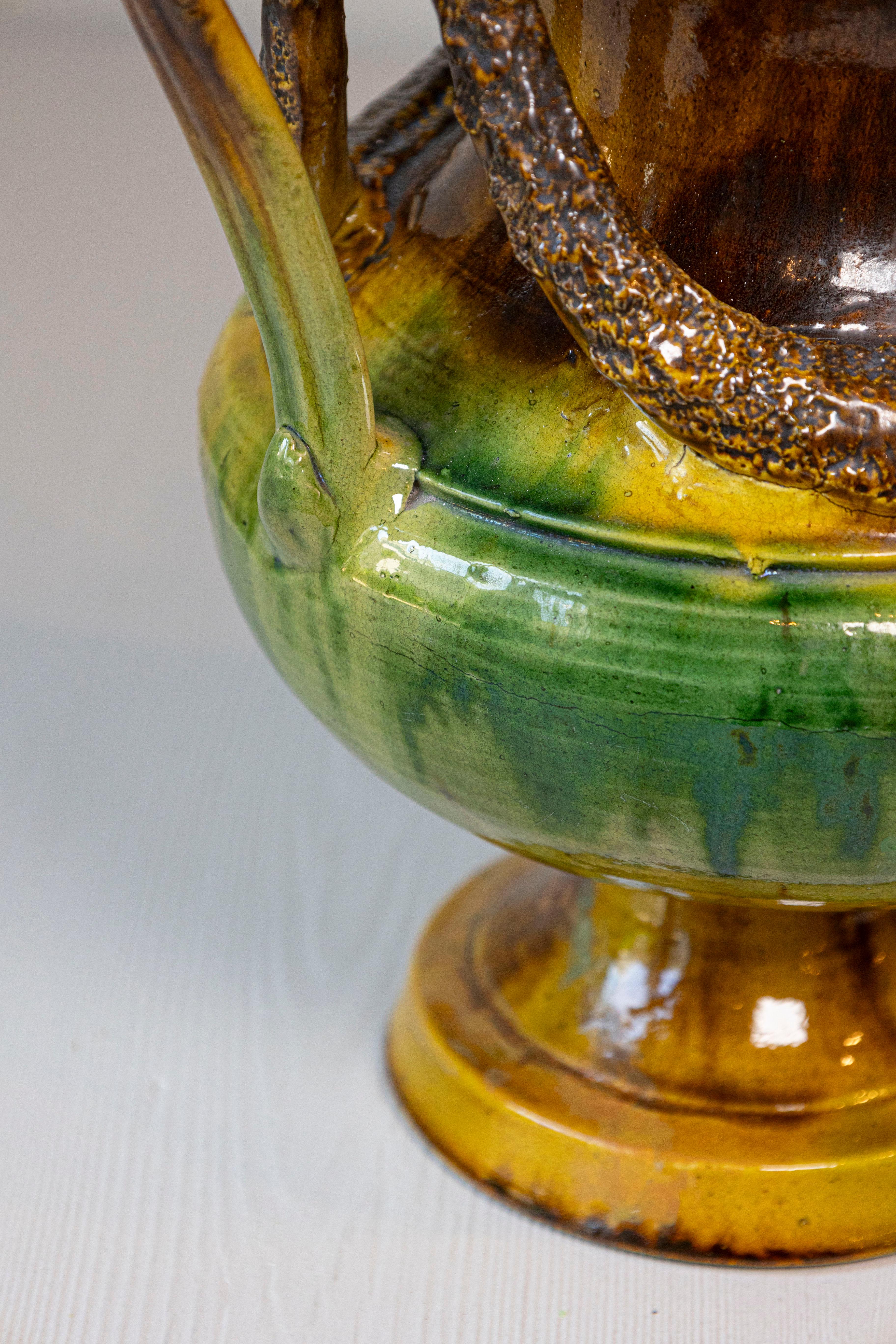 Vaso Anduze classico francese del XIX secolo smaltato multicromatico con motivi a scacchiera in vendita 2