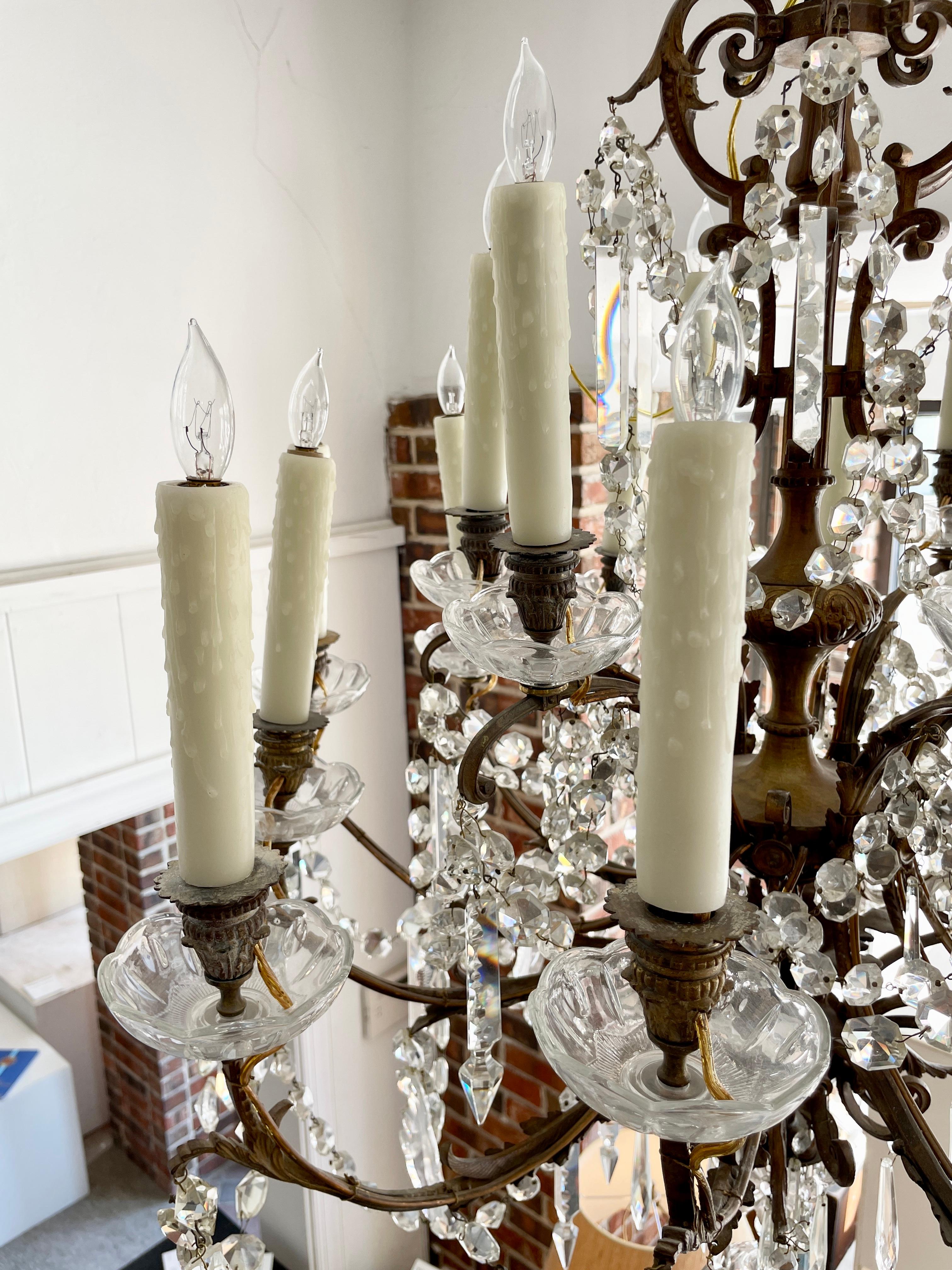 French Classical Bronze and Crystal Chandelier 5