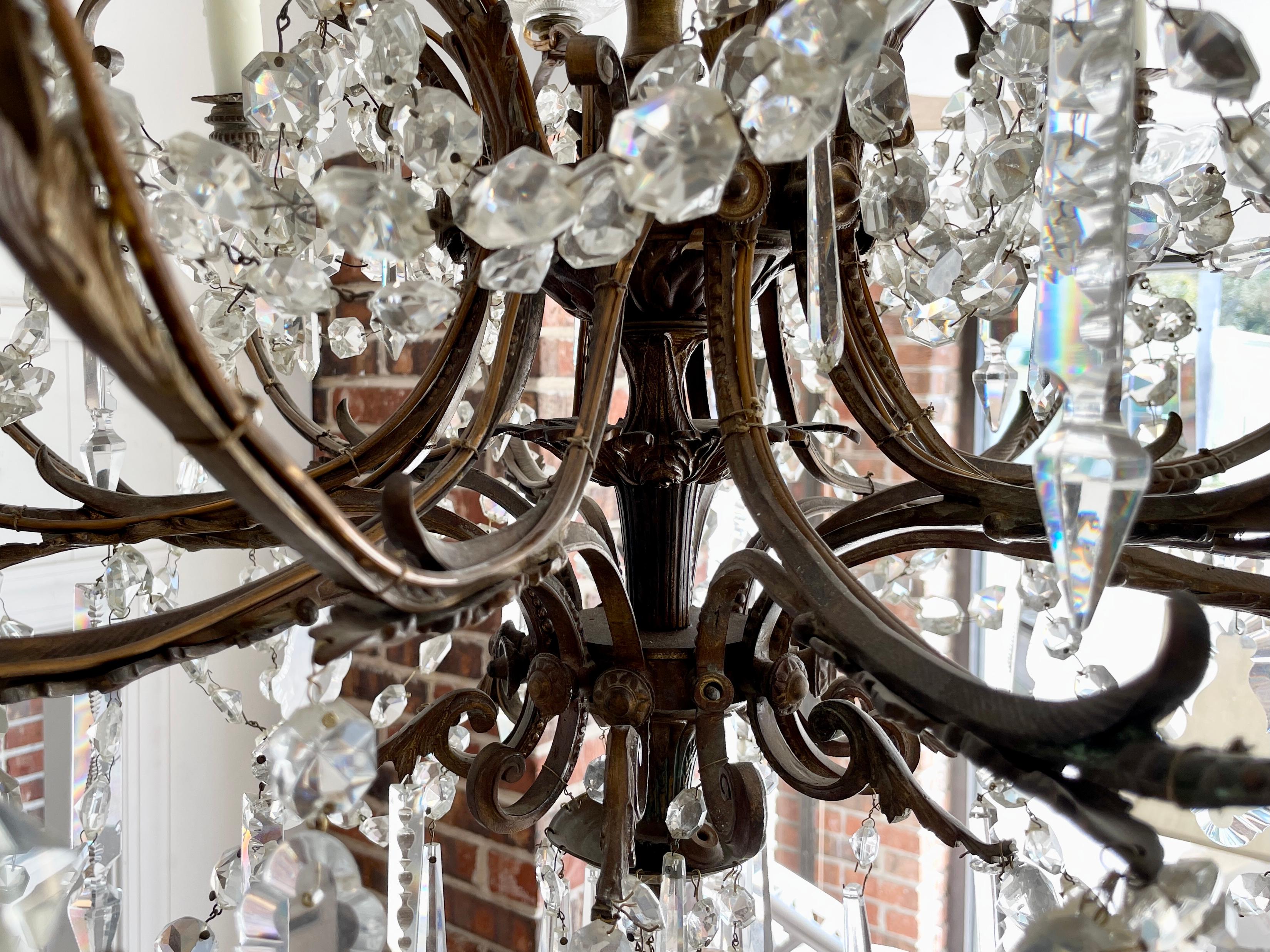 French Classical Bronze and Crystal Chandelier 6