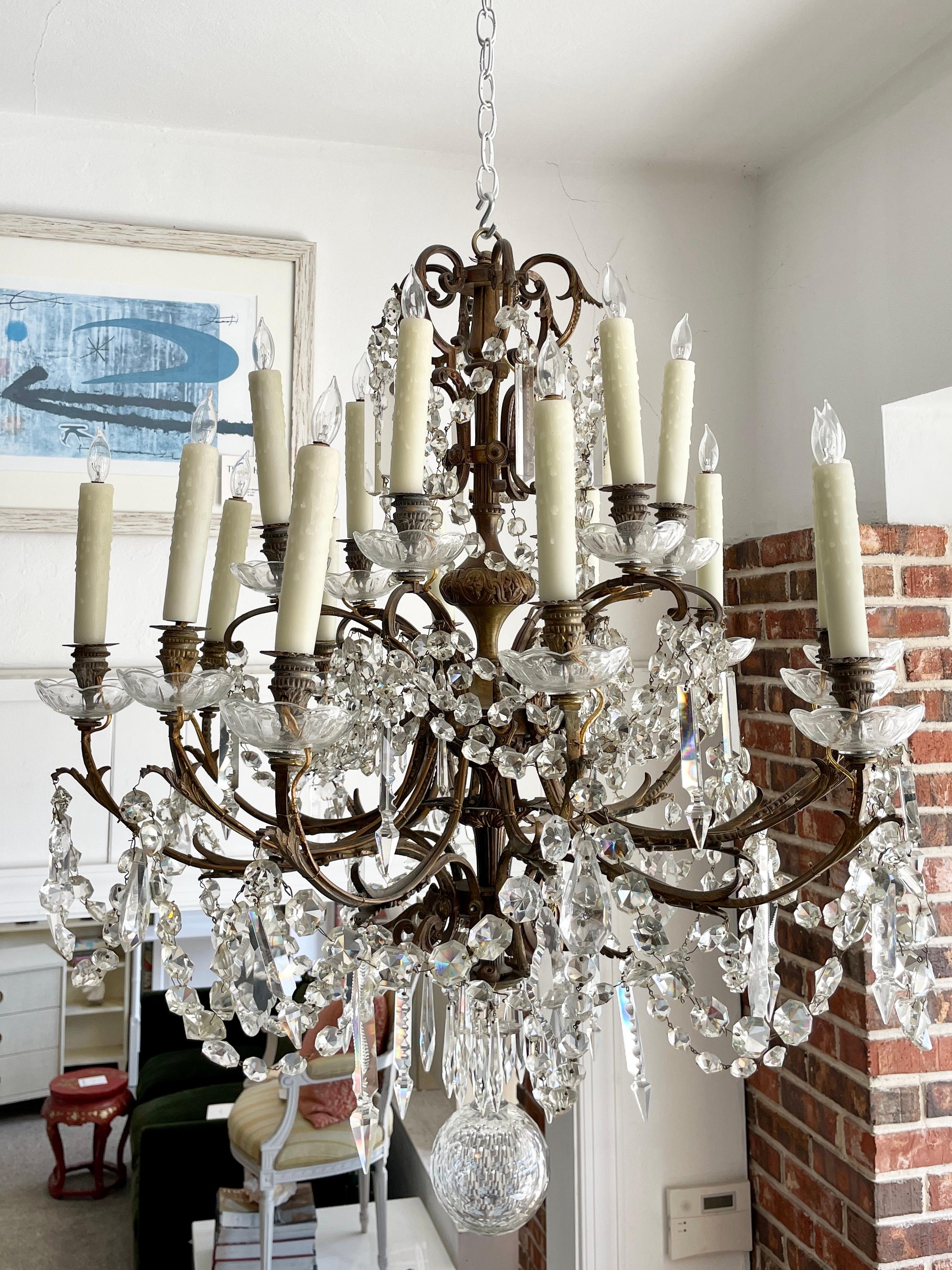 Other French Classical Bronze and Crystal Chandelier