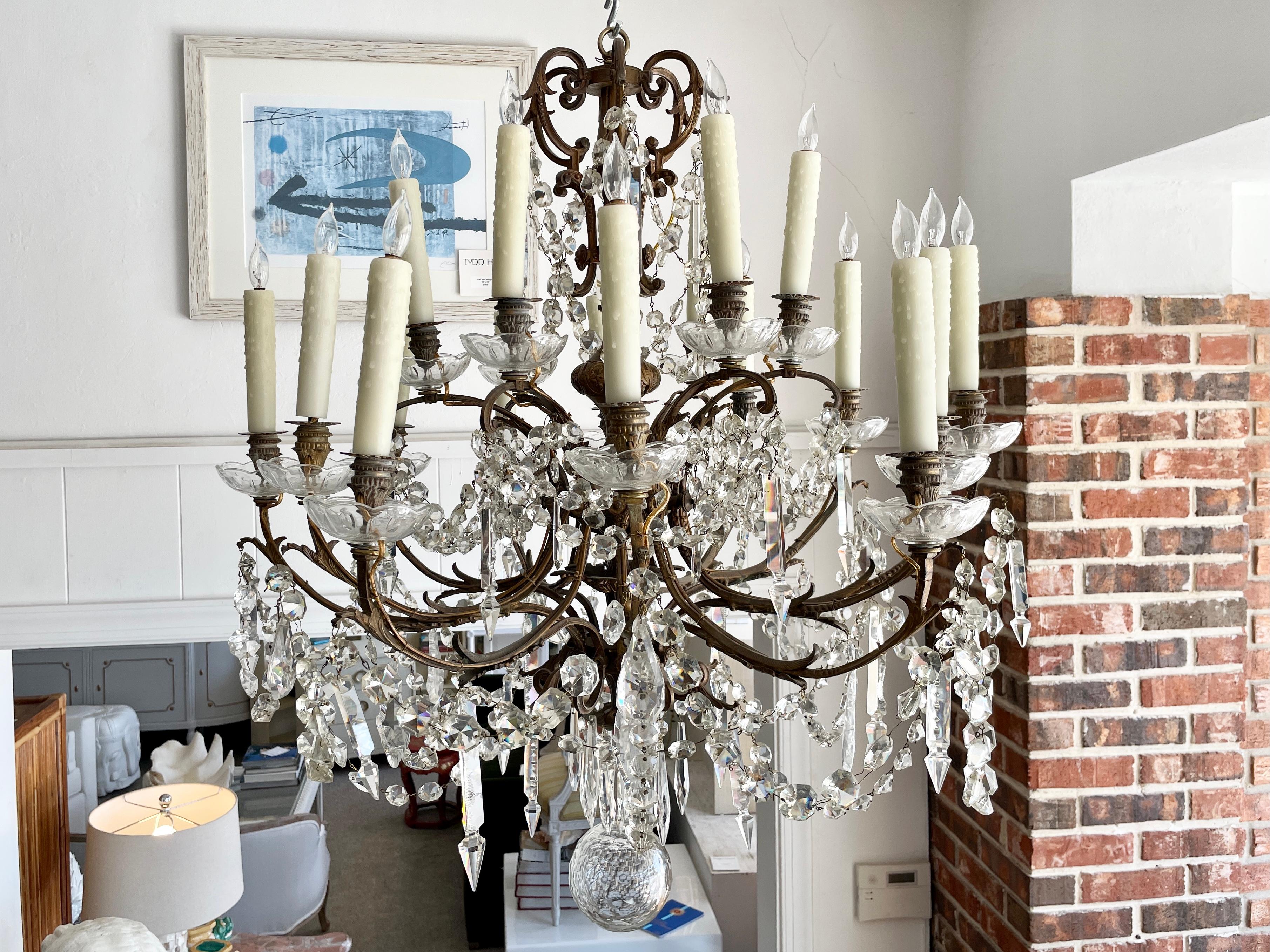 French Classical Bronze and Crystal Chandelier 1