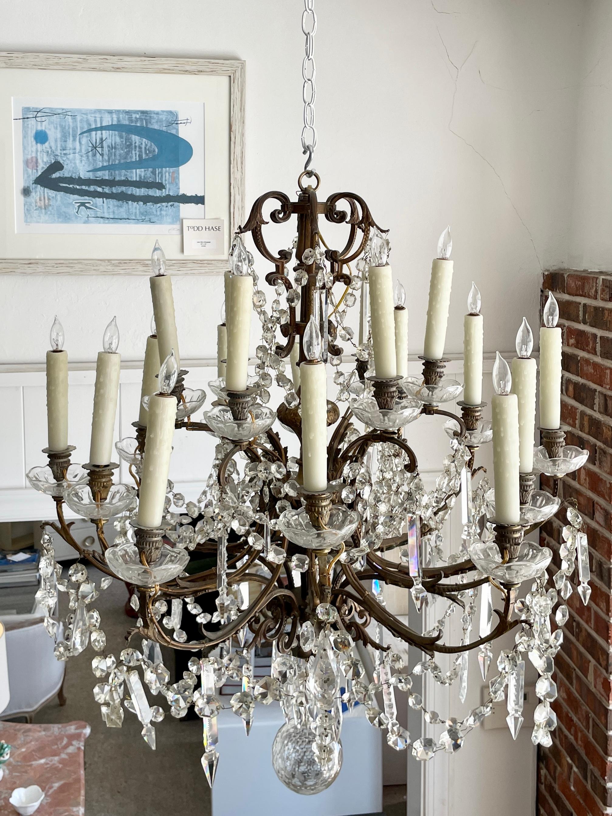 French Classical Bronze and Crystal Chandelier 2