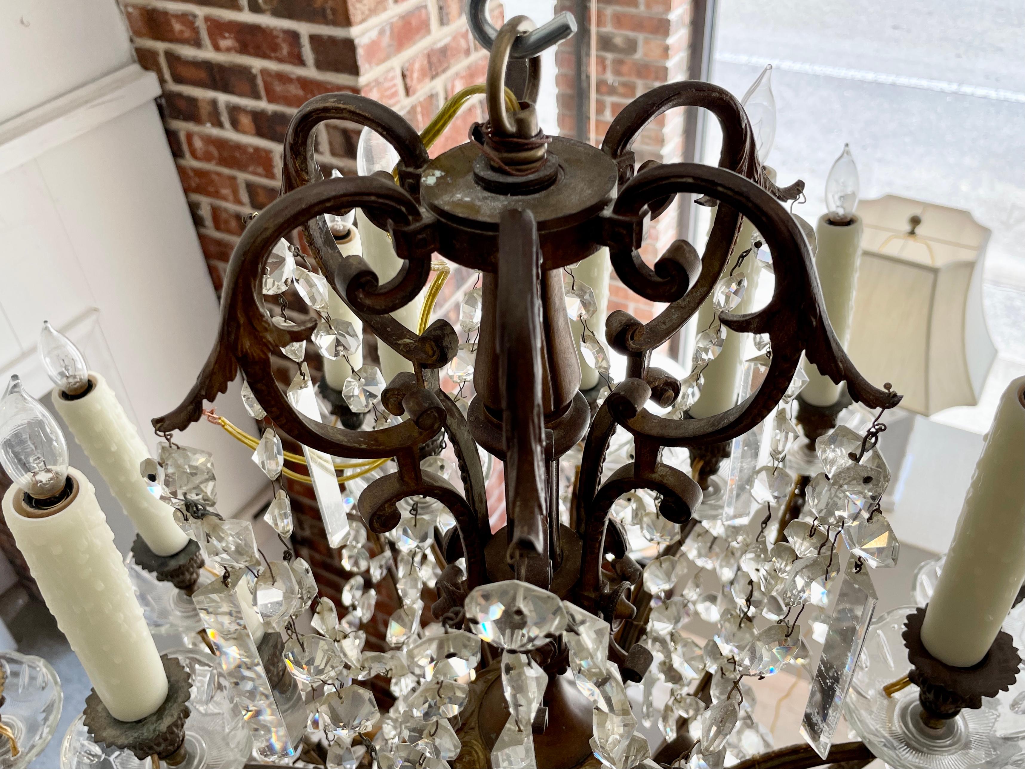 French Classical Bronze and Crystal Chandelier 3