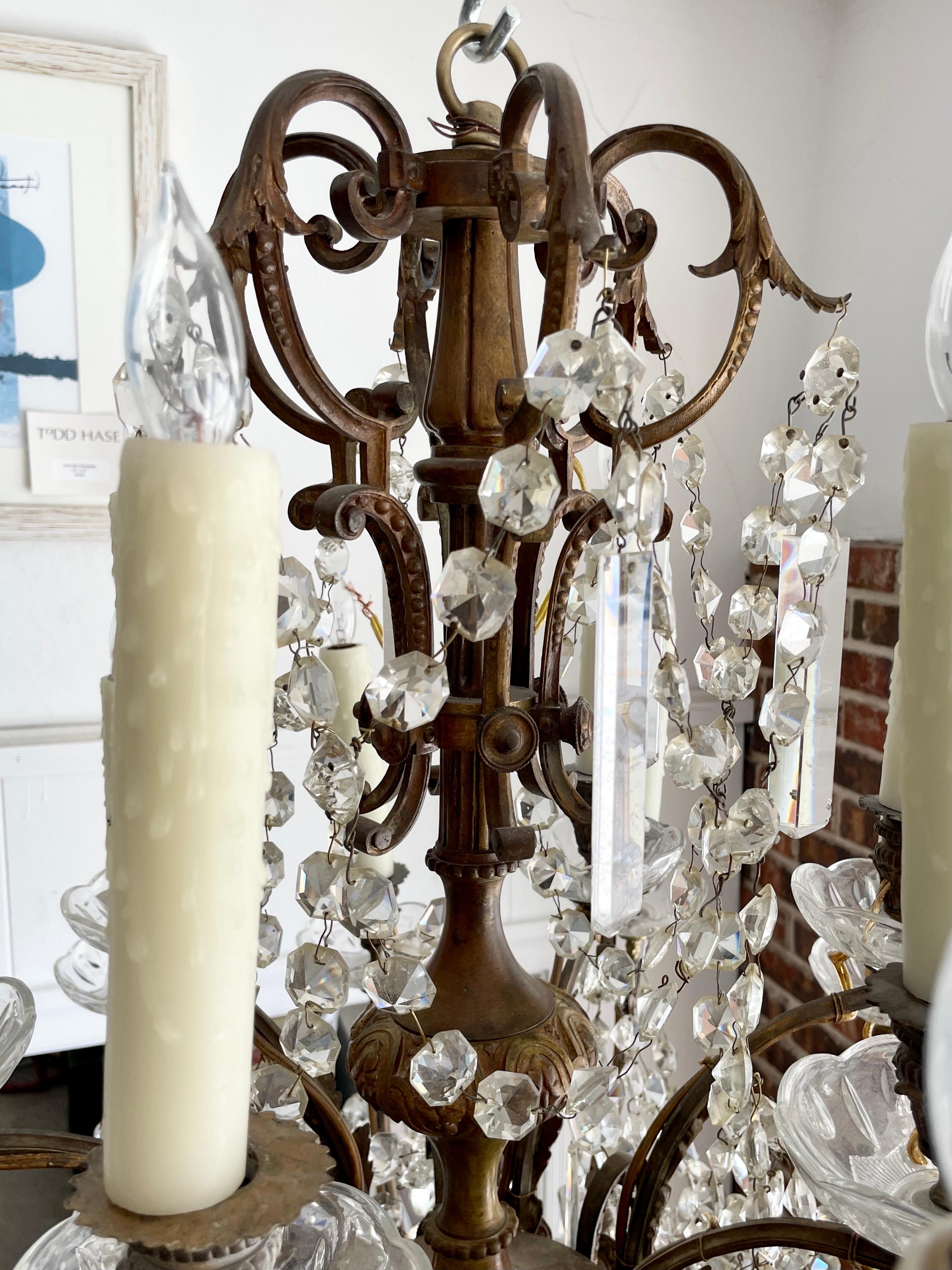 French Classical Bronze and Crystal Chandelier 4