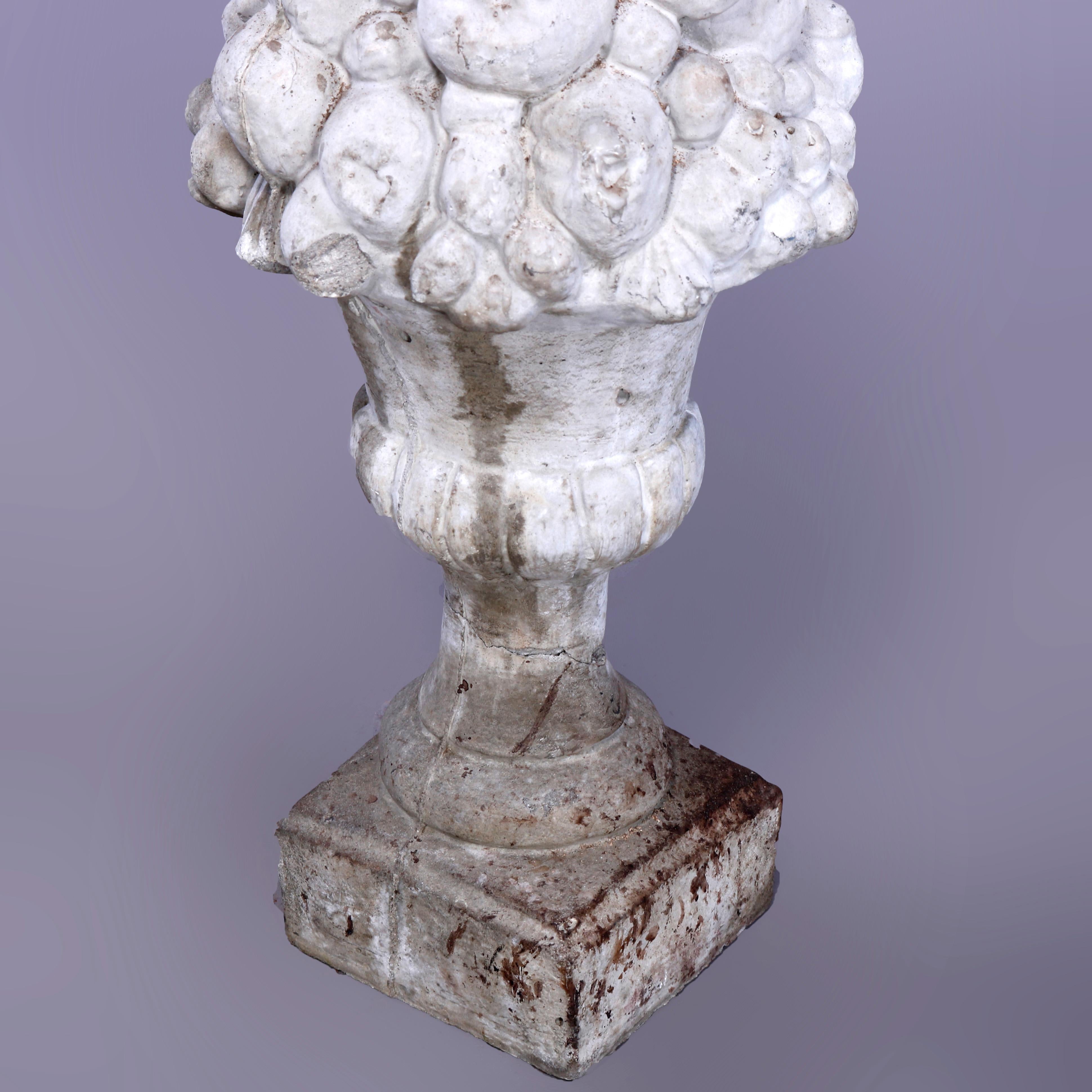 French Classical Cast Hard Stone Panier de Fruits Garden Ornament, 20th C 4