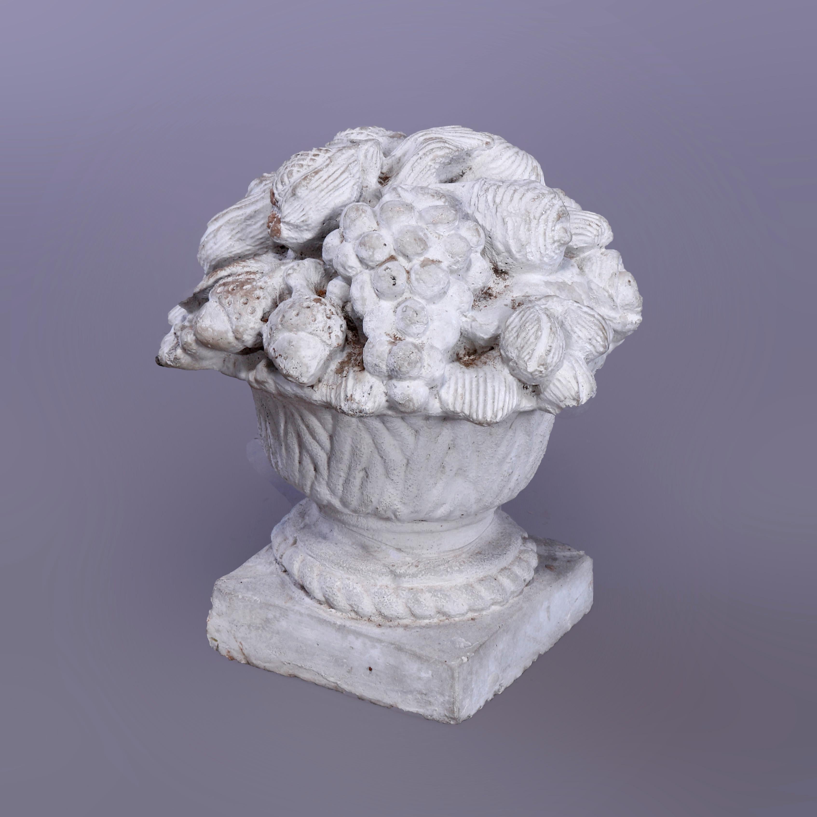 European French Classical Cast Hard Stone Panier de Fruits Garden Ornament, 20th C For Sale