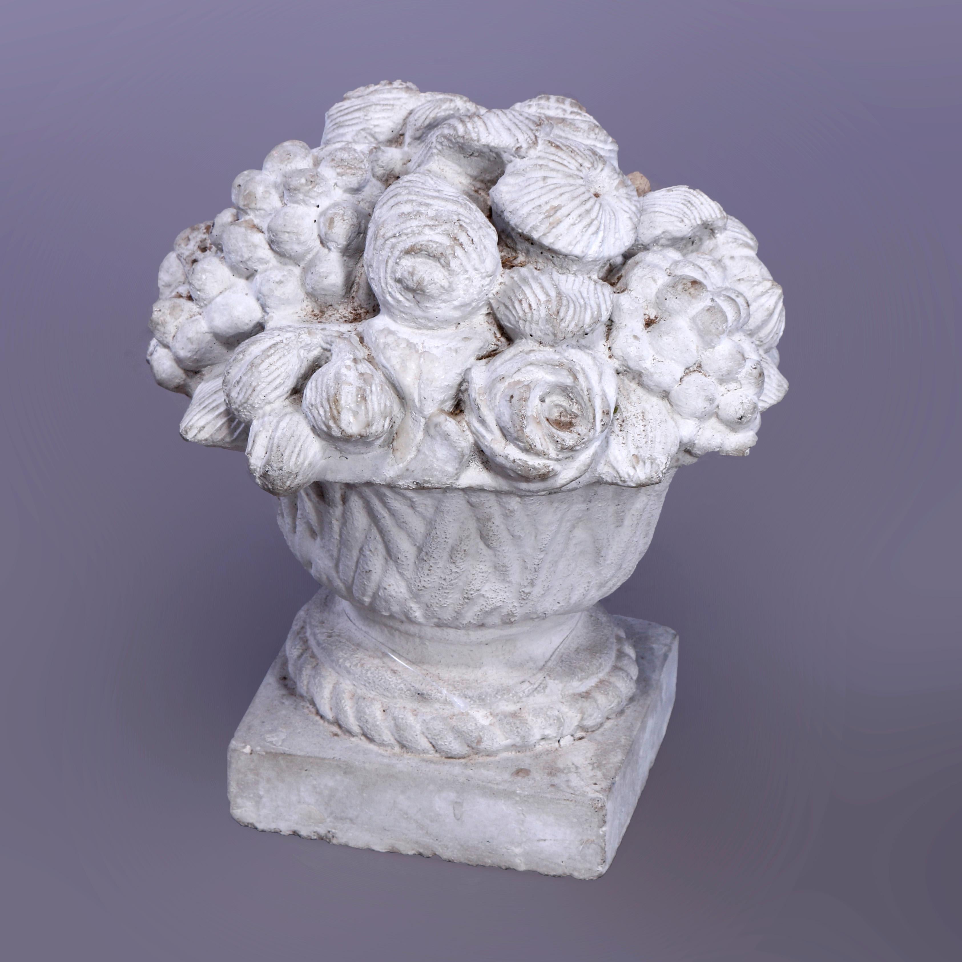 French Classical Cast Hard Stone Panier de Fruits Garden Ornament, 20th C In Good Condition For Sale In Big Flats, NY