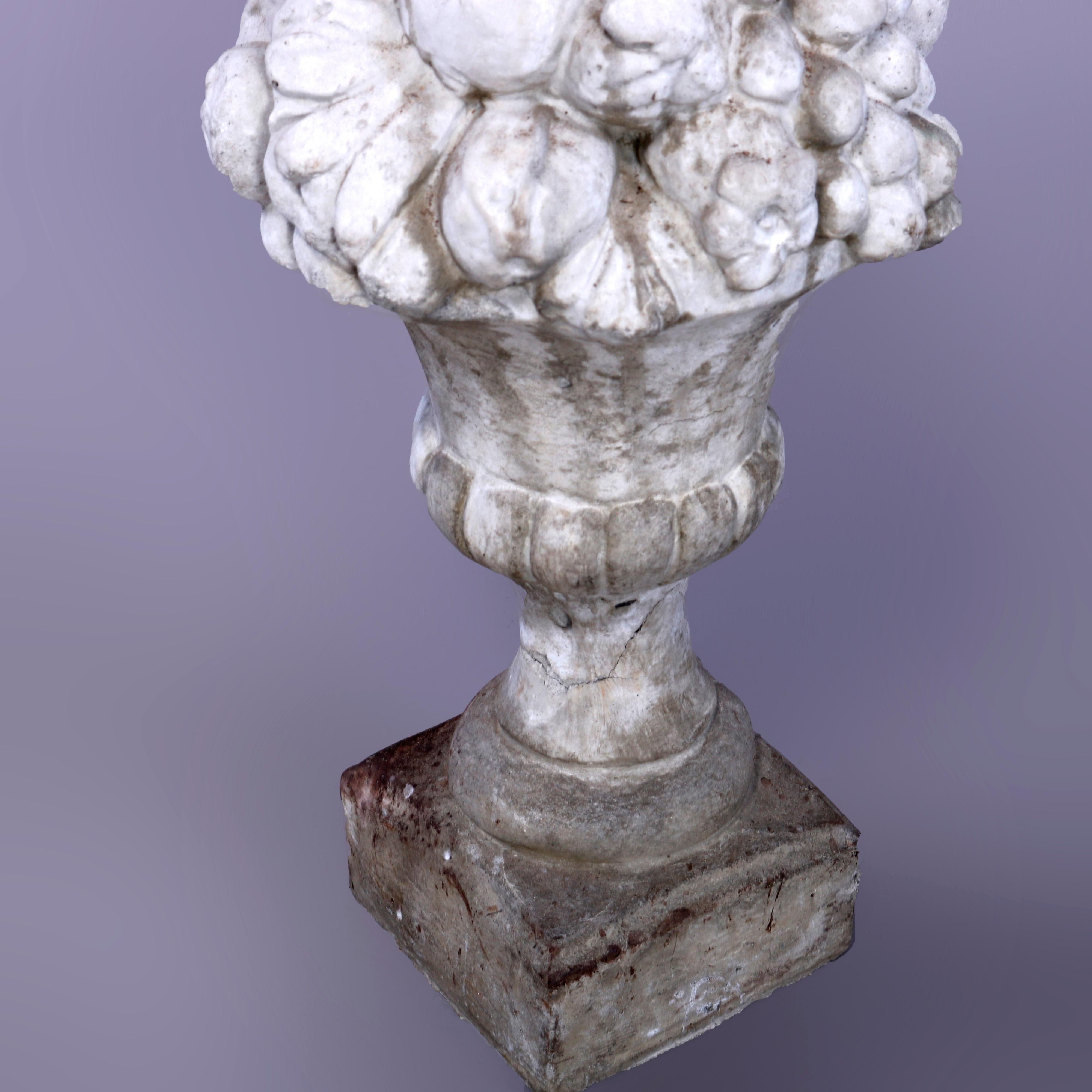 French Classical Cast Hard Stone Panier de Fruits Garden Ornament, 20th C 3