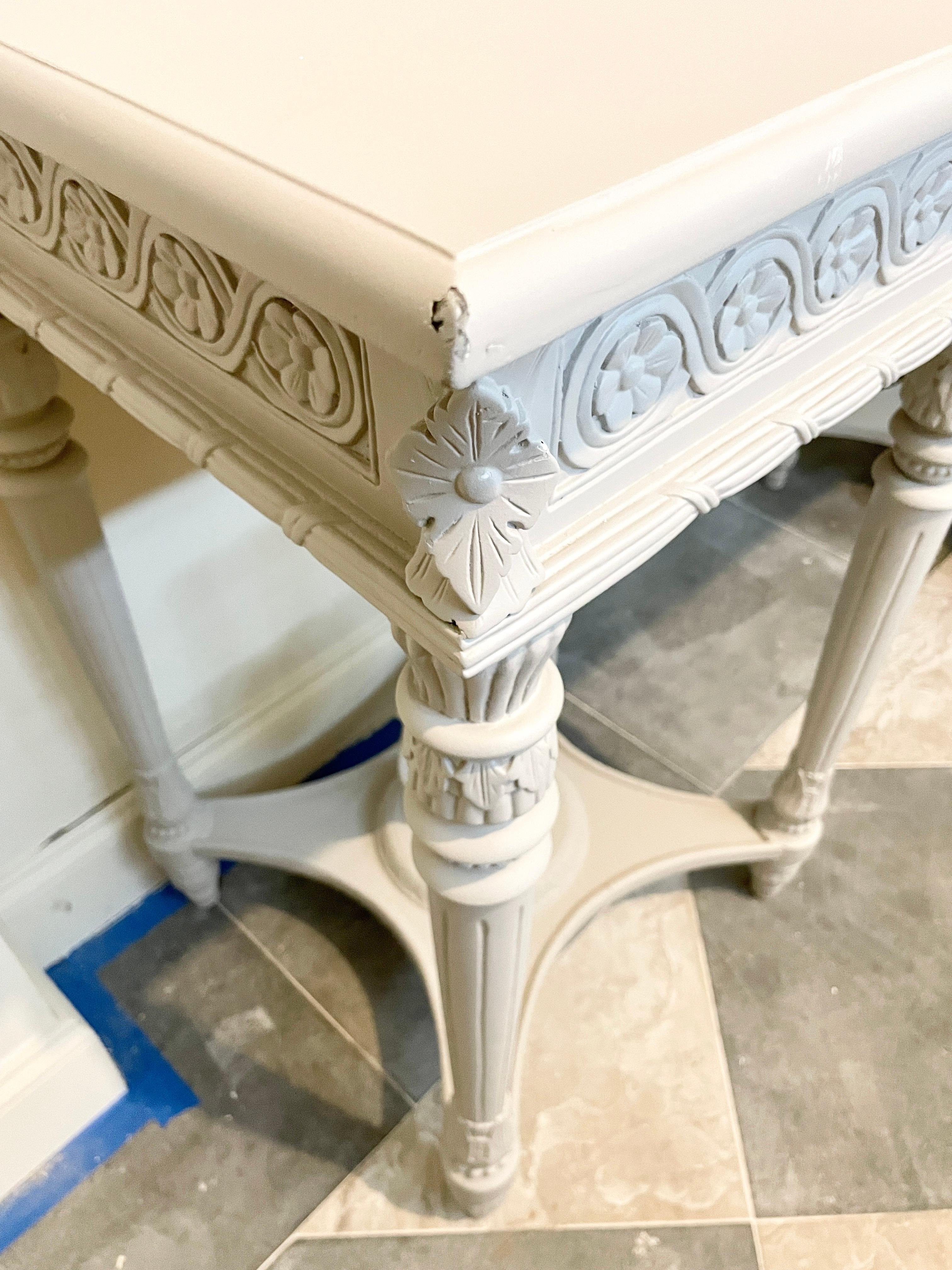 French Classical Console in Gray Painted Finish with Drawer 1
