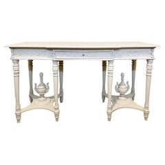 French Classical Console in Gray Painted Finish with Drawer