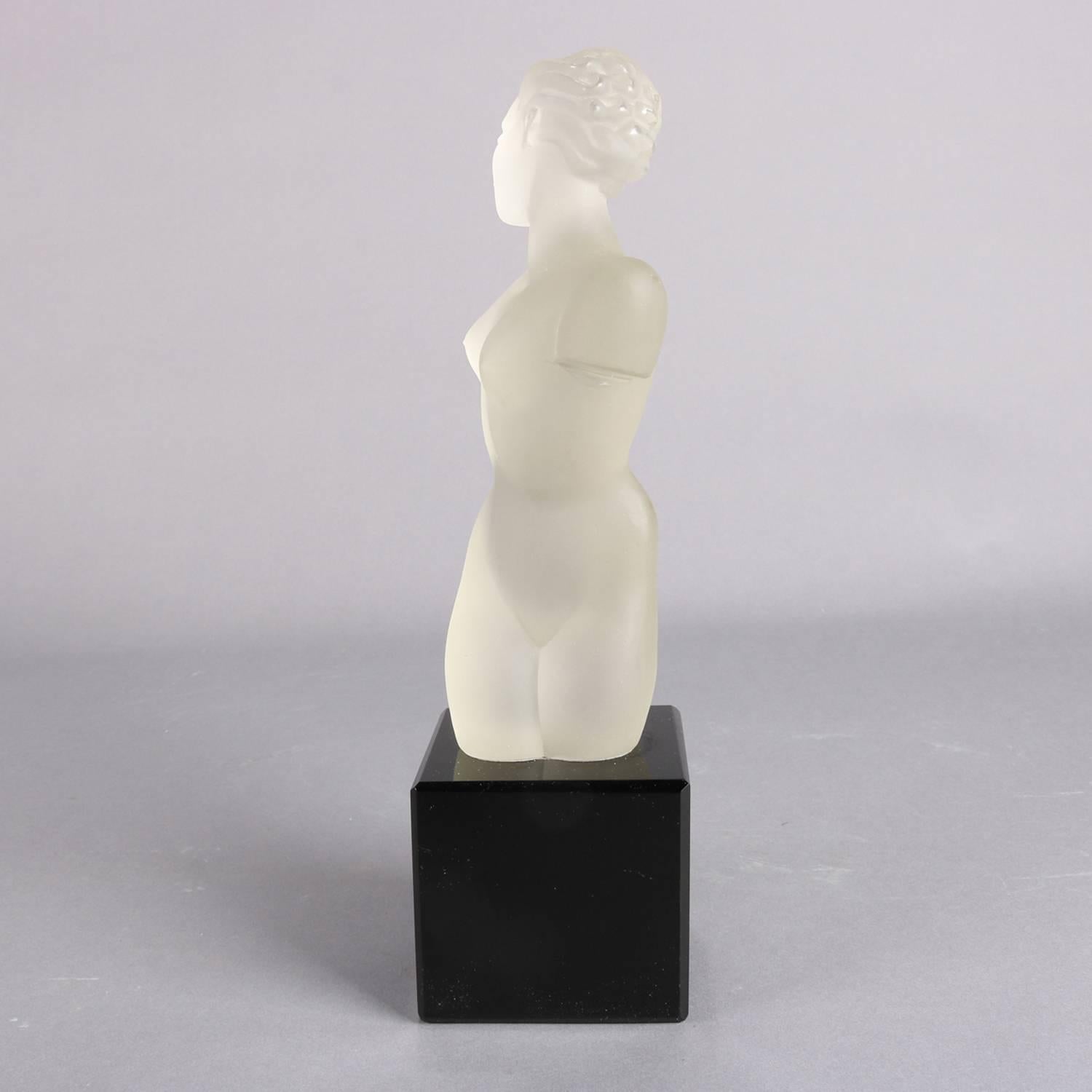 French Classical Frosted Crystal Nude Portrait Sculpture Attributed to Lalique In Good Condition In Big Flats, NY