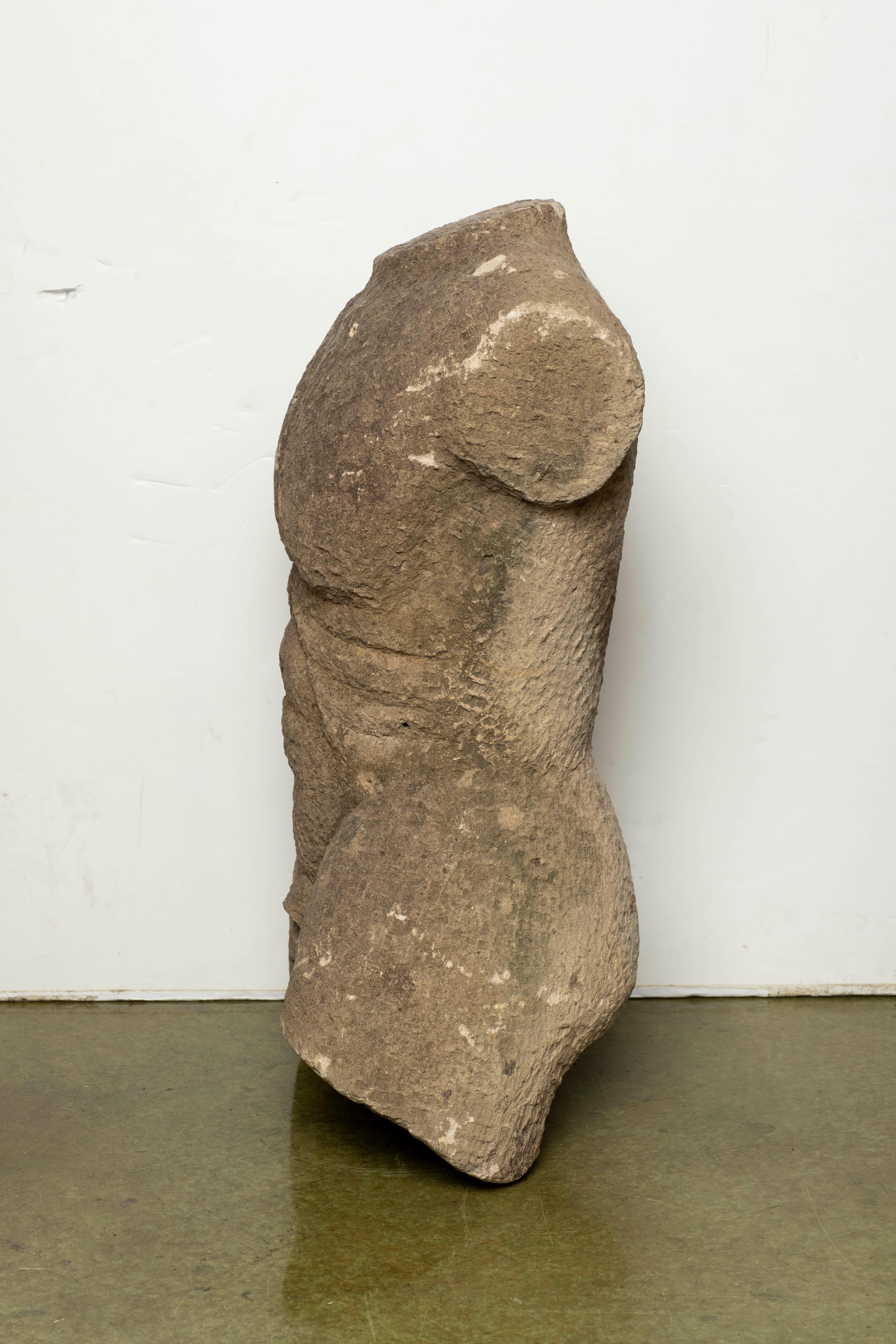 Mid-20th Century French Classical Male Stone Torso Sculpture For Sale