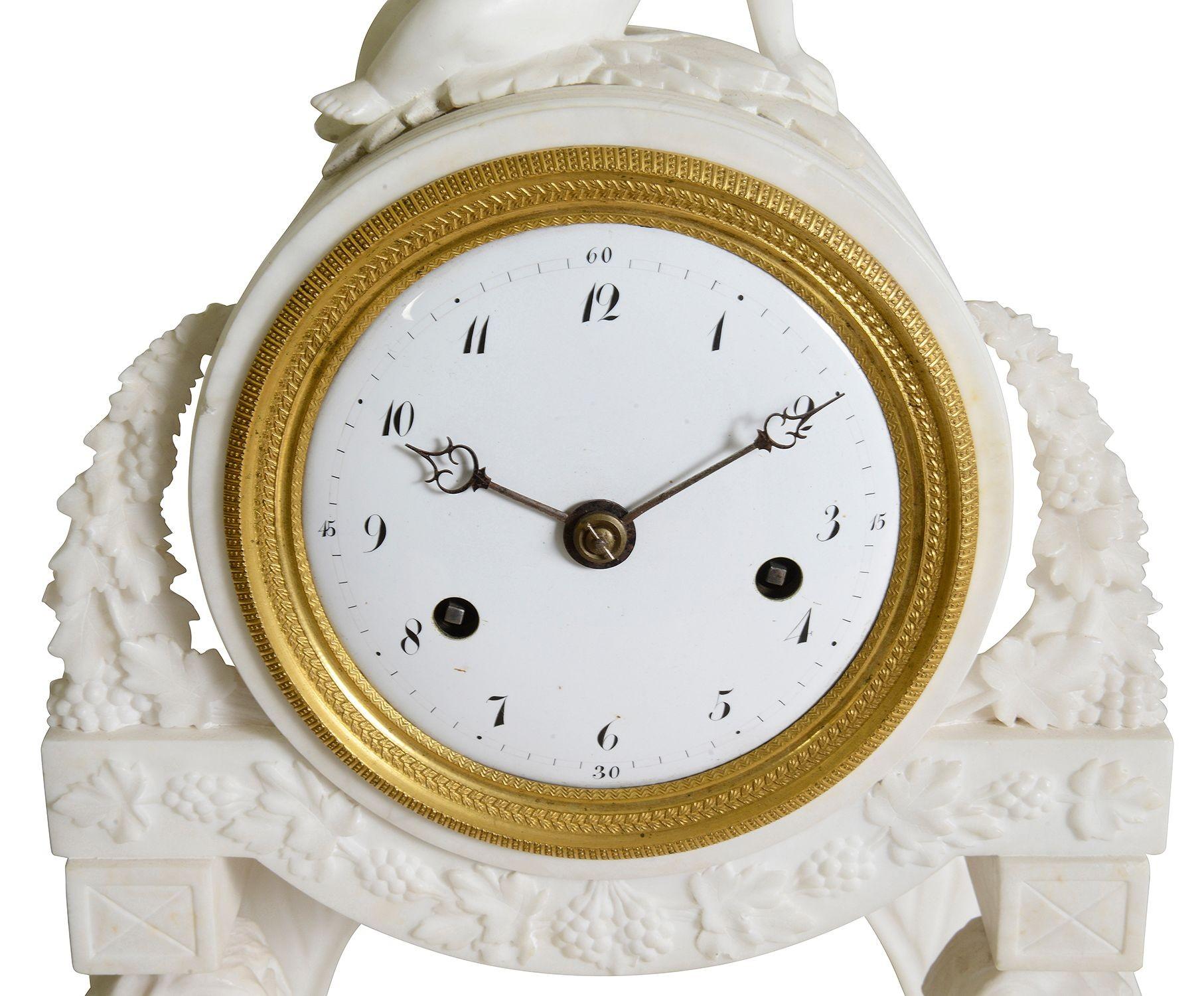 Neoclassical French classical Marble mantle clock, C19th For Sale