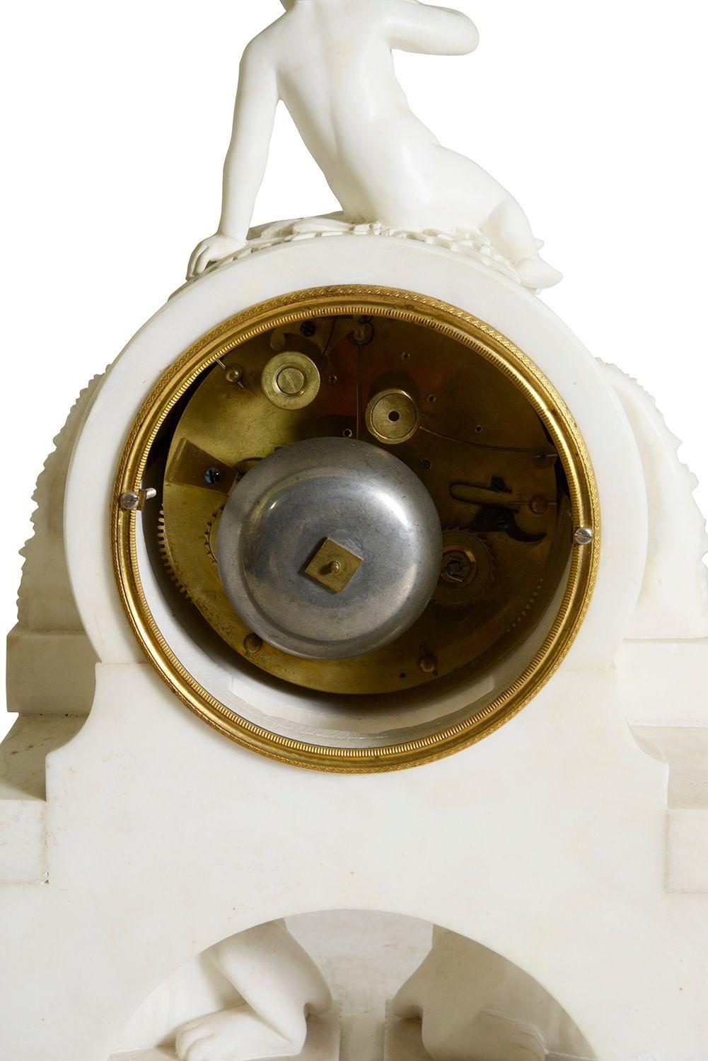 French classical Marble mantle clock, C19th For Sale 1