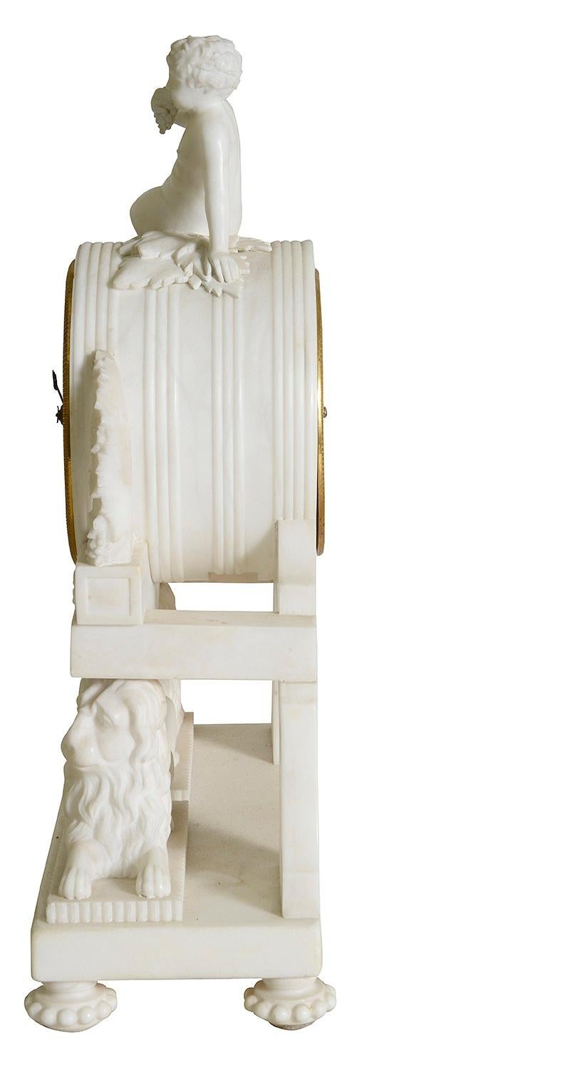 French classical Marble mantle clock, C19th For Sale 2