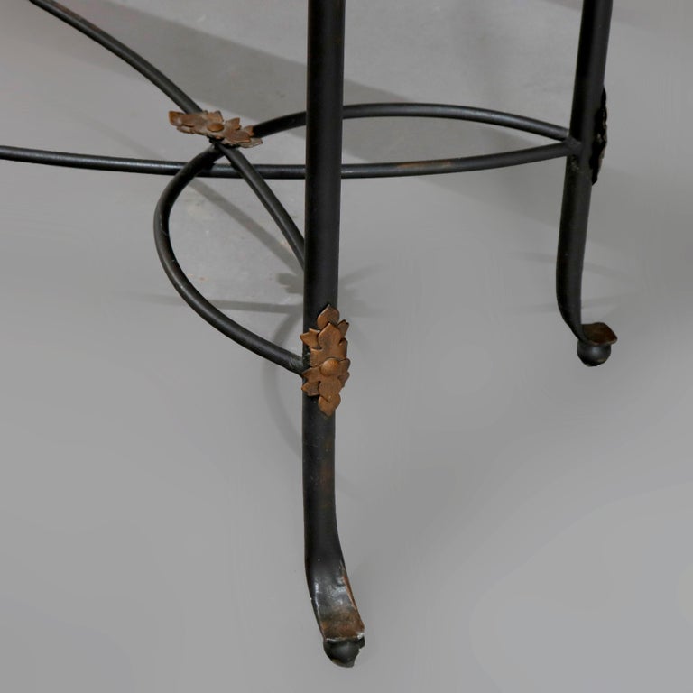 French Classical Parcel Gilt Wrought Iron Glass Top Sofa Table, 20th