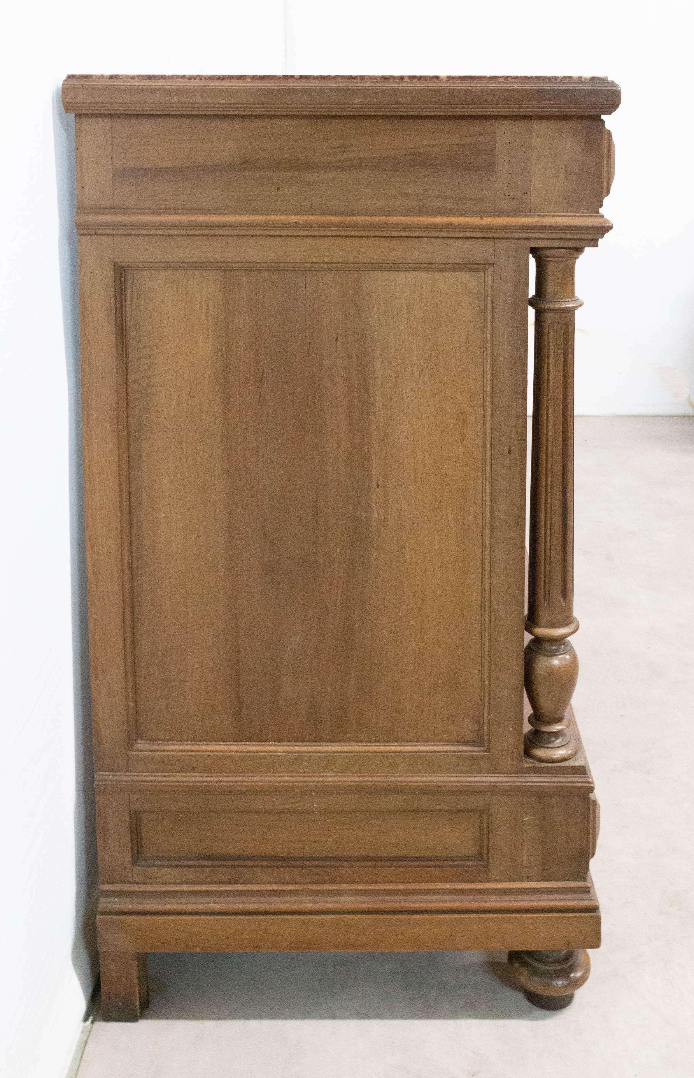 French Classical Style Commode Buffet Marble Top, Early 20th Century In Good Condition In Labrit, Landes
