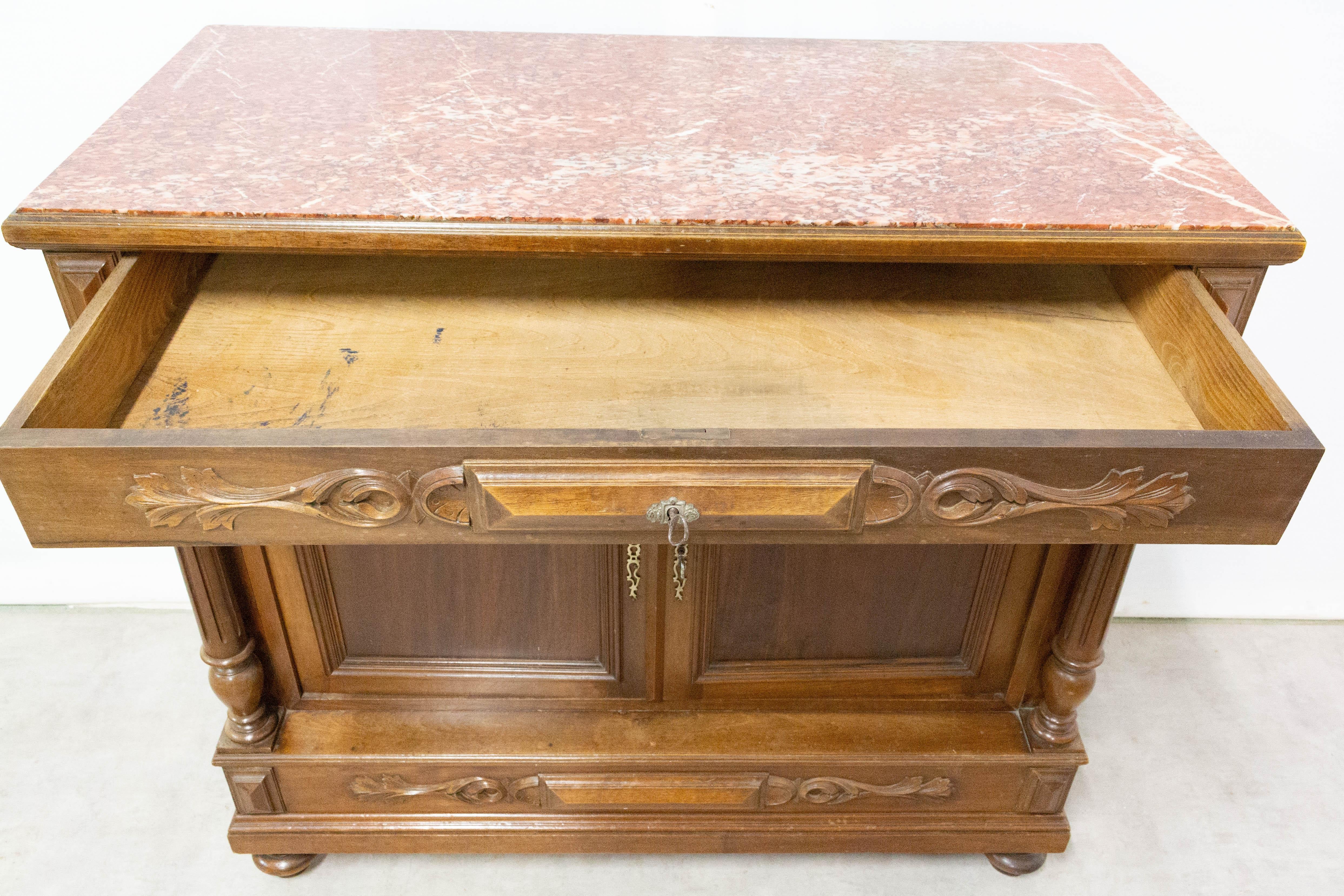 French Classical Style Commode Buffet Marble Top, Early 20th Century For Sale 2