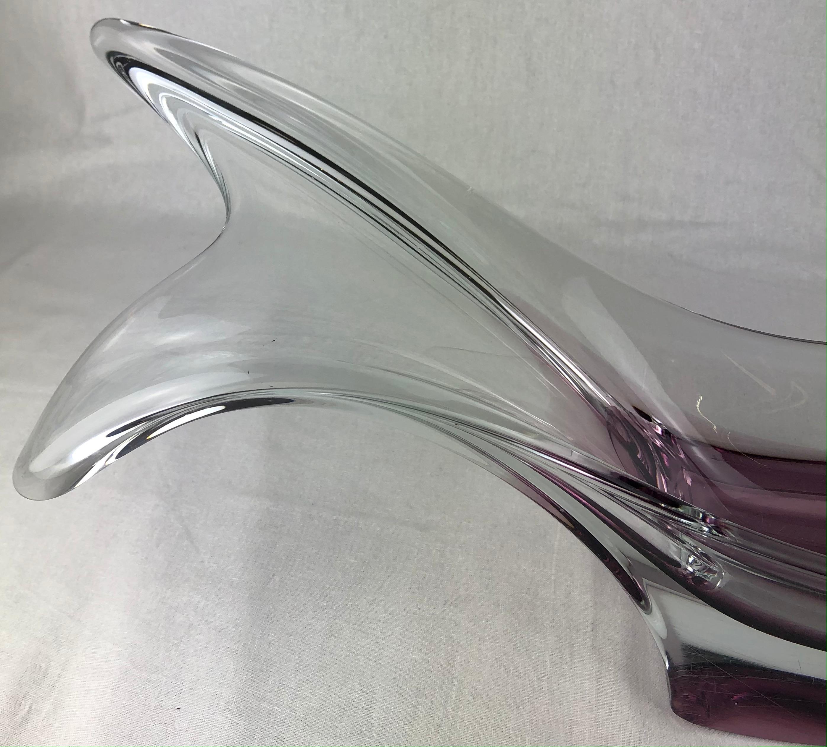 Stunning midcentury clear crystal sculptural centerpiece from the 1950s-1960s attributed to Schneider Glassworks. 

This piece is absolutely beautiful in its organic form.
Solid, heavy piece.


  