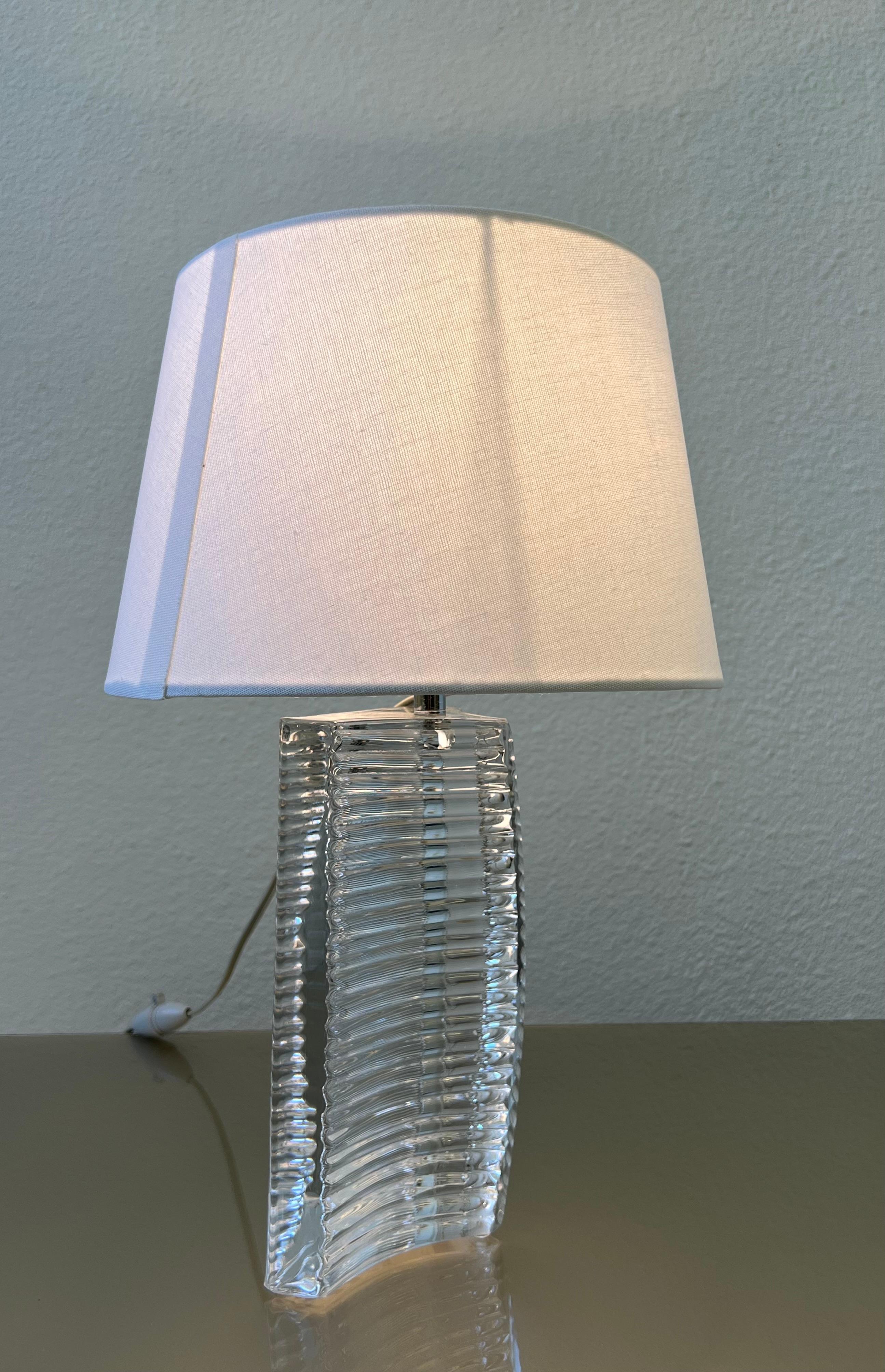 French Clear Crystal Table Lamp by Daum For Sale 4