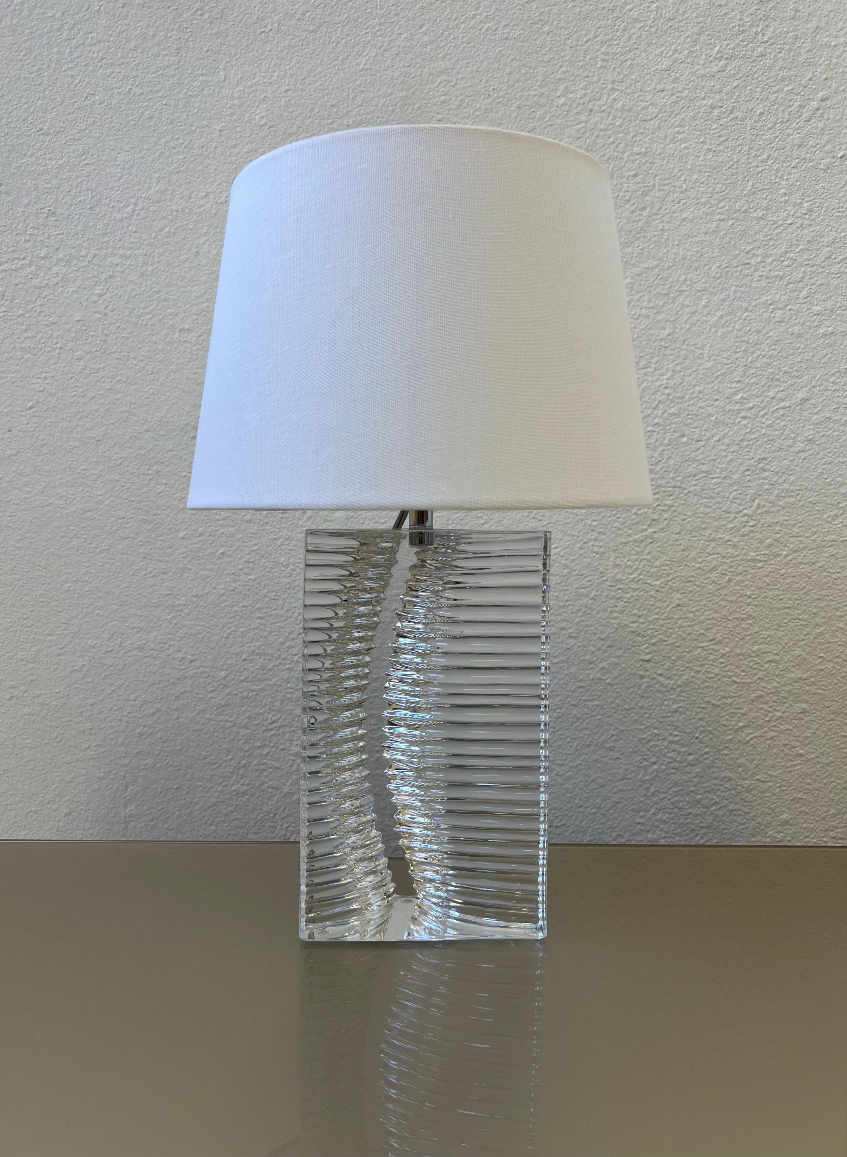 Modern French Clear Crystal Table Lamp by Daum For Sale
