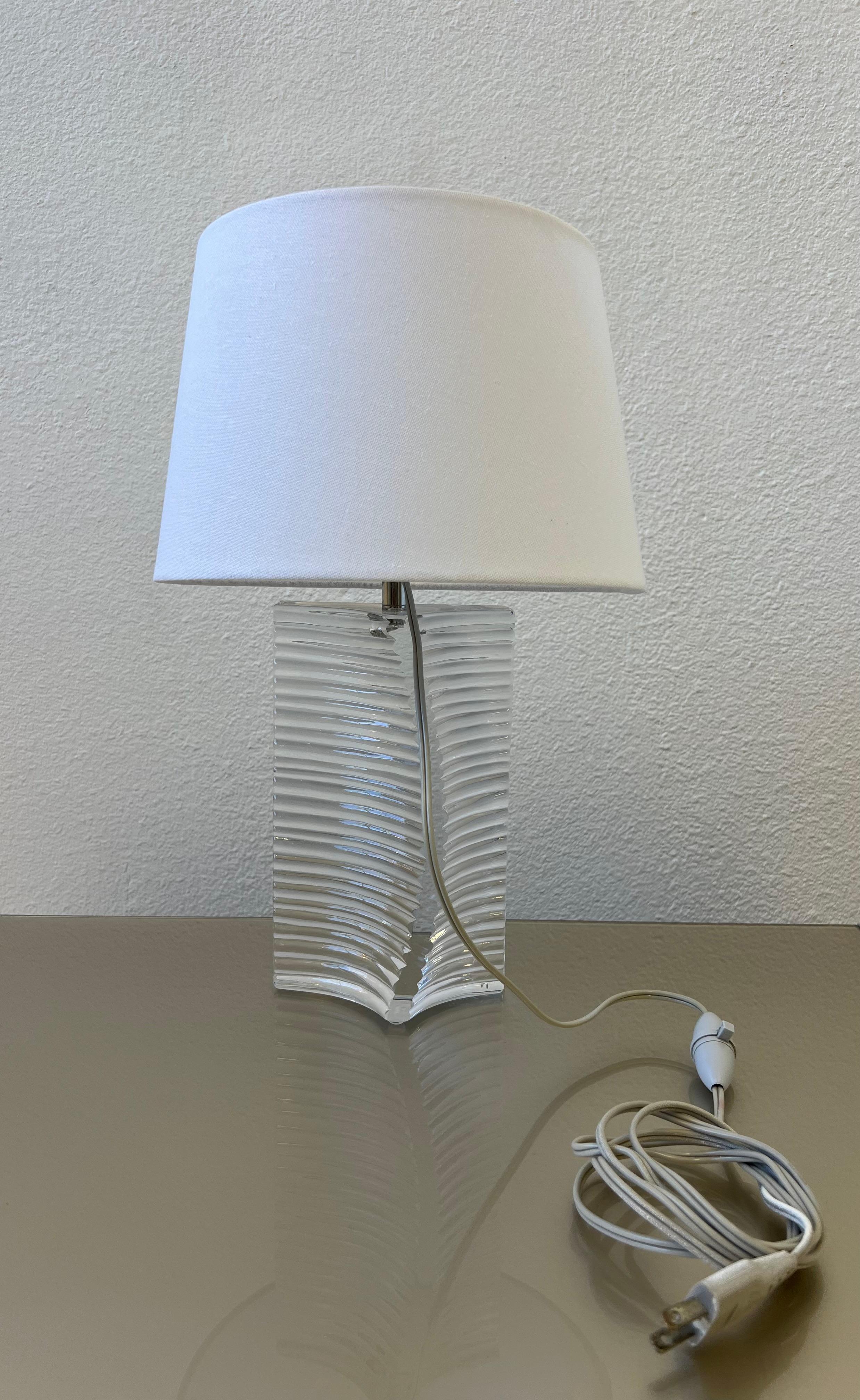 French Clear Crystal Table Lamp by Daum In Good Condition For Sale In Palm Springs, CA