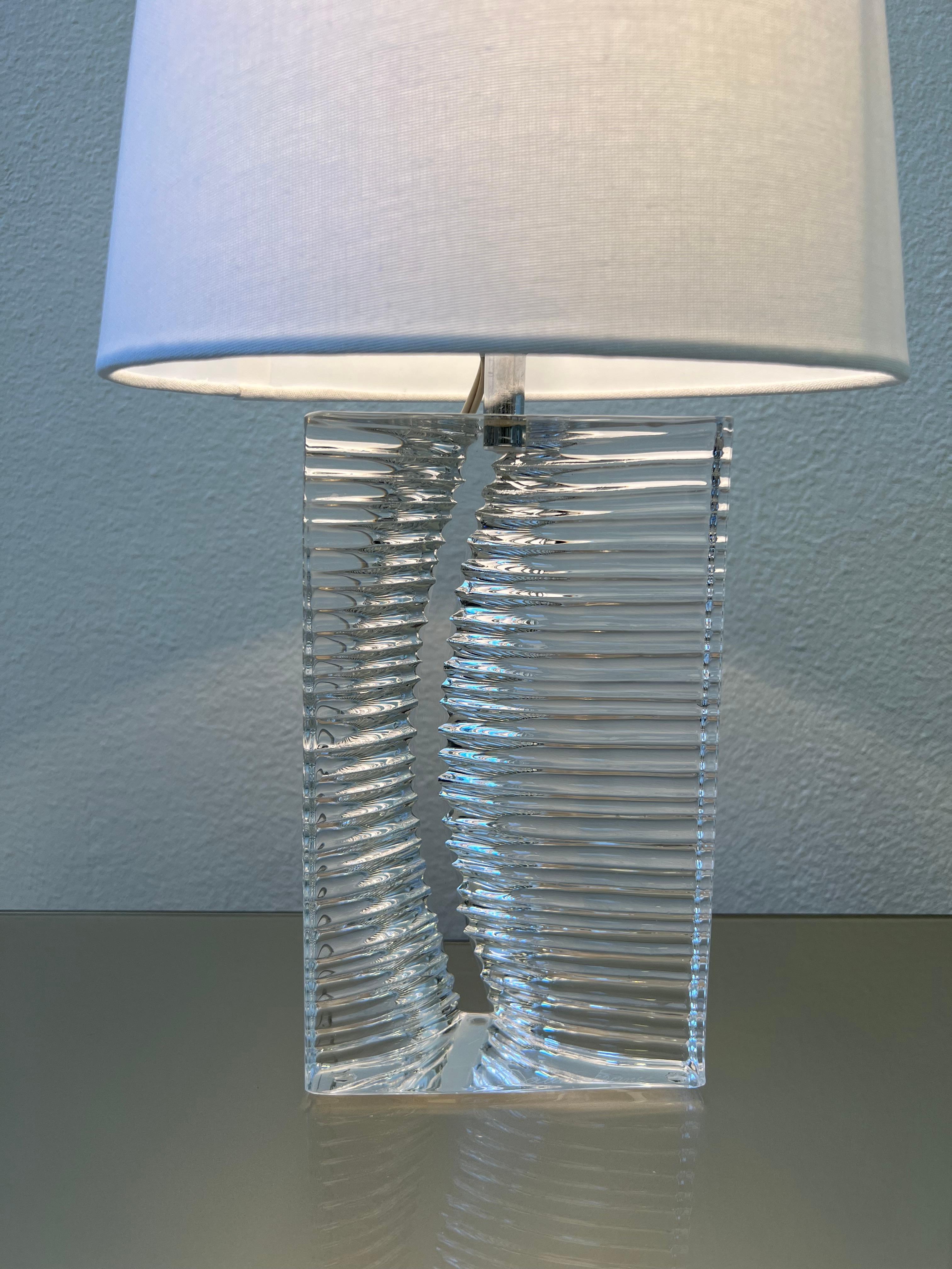 French Clear Crystal Table Lamp by Daum For Sale 2
