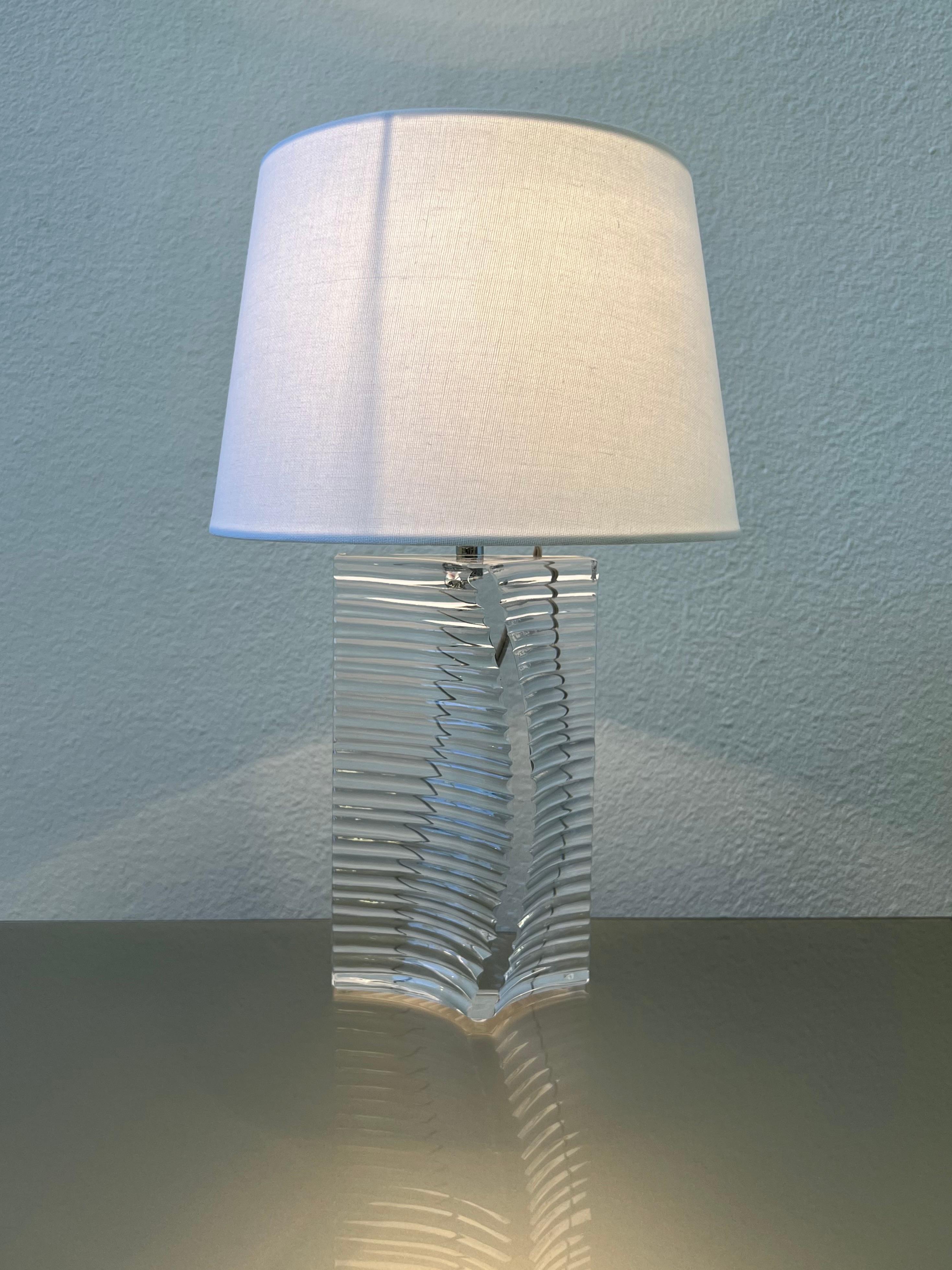 French Clear Crystal Table Lamp by Daum For Sale 3