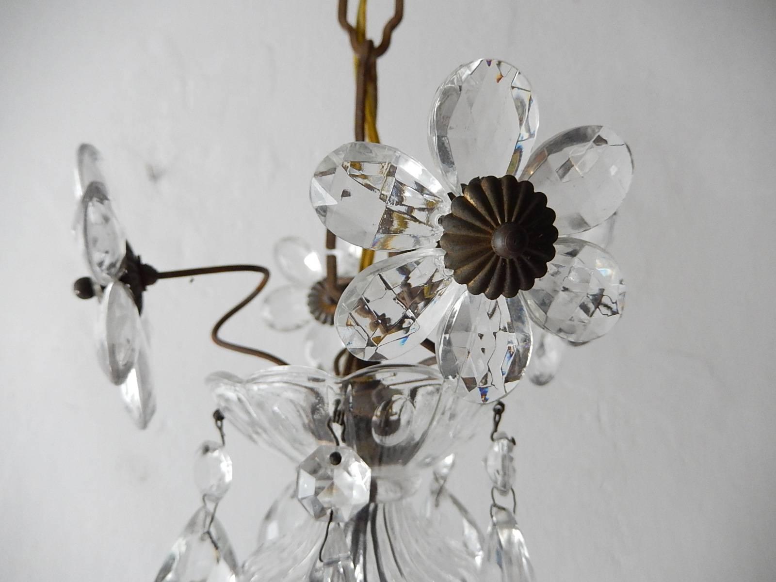 French Clear Flower Ball Crystal Prisms Maison Baguès Style Chandelier 4