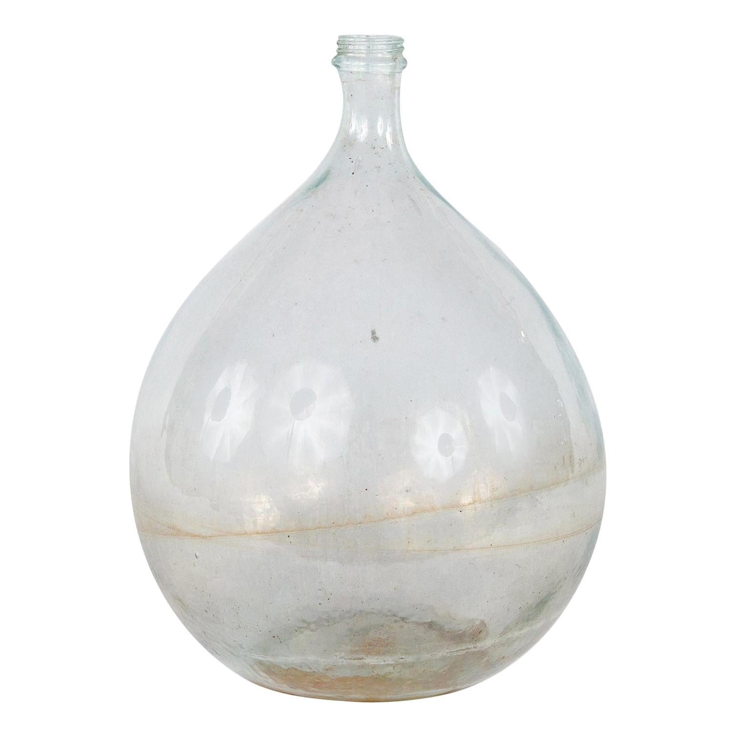 French Clear Glass "Bonbonne" Bottle, 20th Century