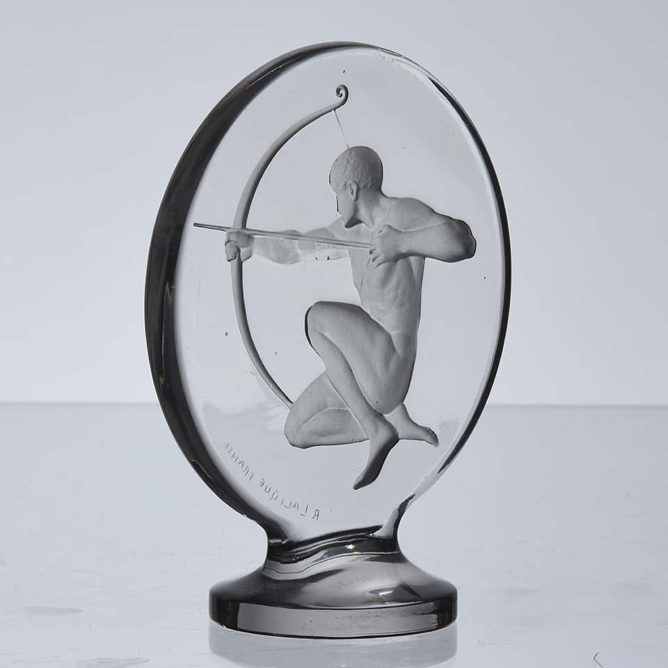 Art Deco French Clear Glass Car Mascot 'The Archer' by René Lalique