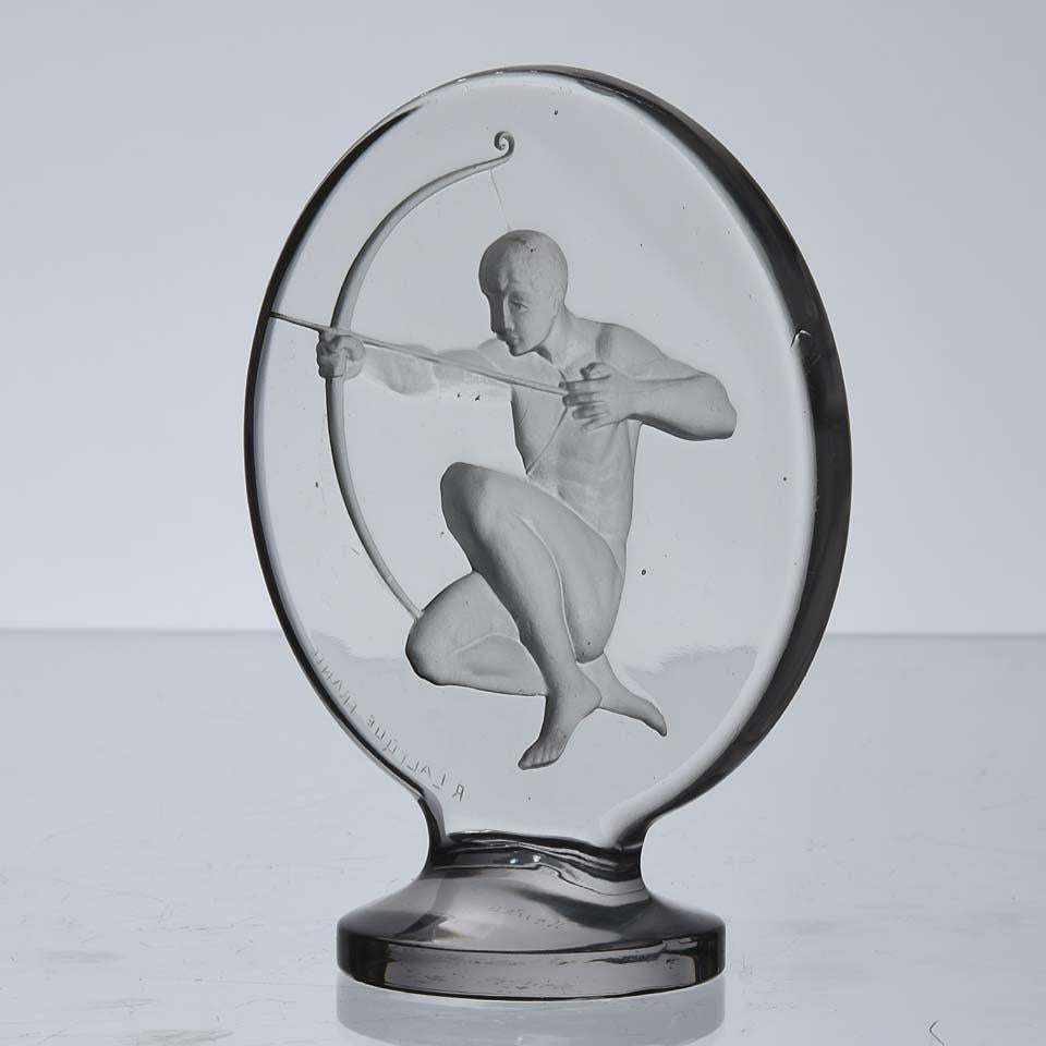 French Clear Glass Car Mascot 'The Archer' by René Lalique In Excellent Condition In London, GB
