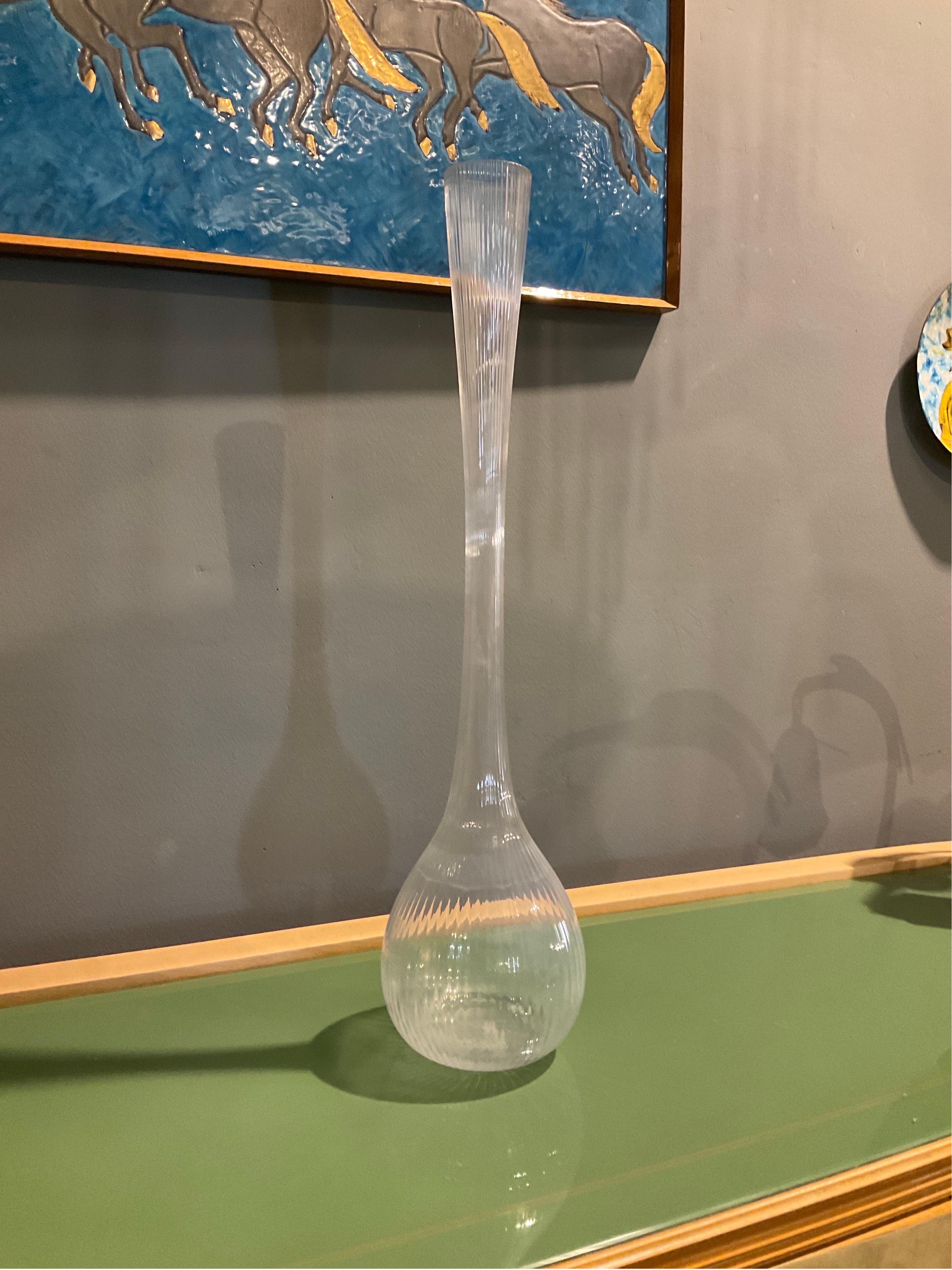 Vase en verre transparent français de Daum, France, 1970 Bon état à Catania, IT