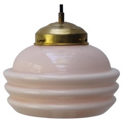 French “Clichy” Pink Glass Pendant Lamp