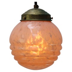 French “Clichy” Pink Glass Pendant Lamp