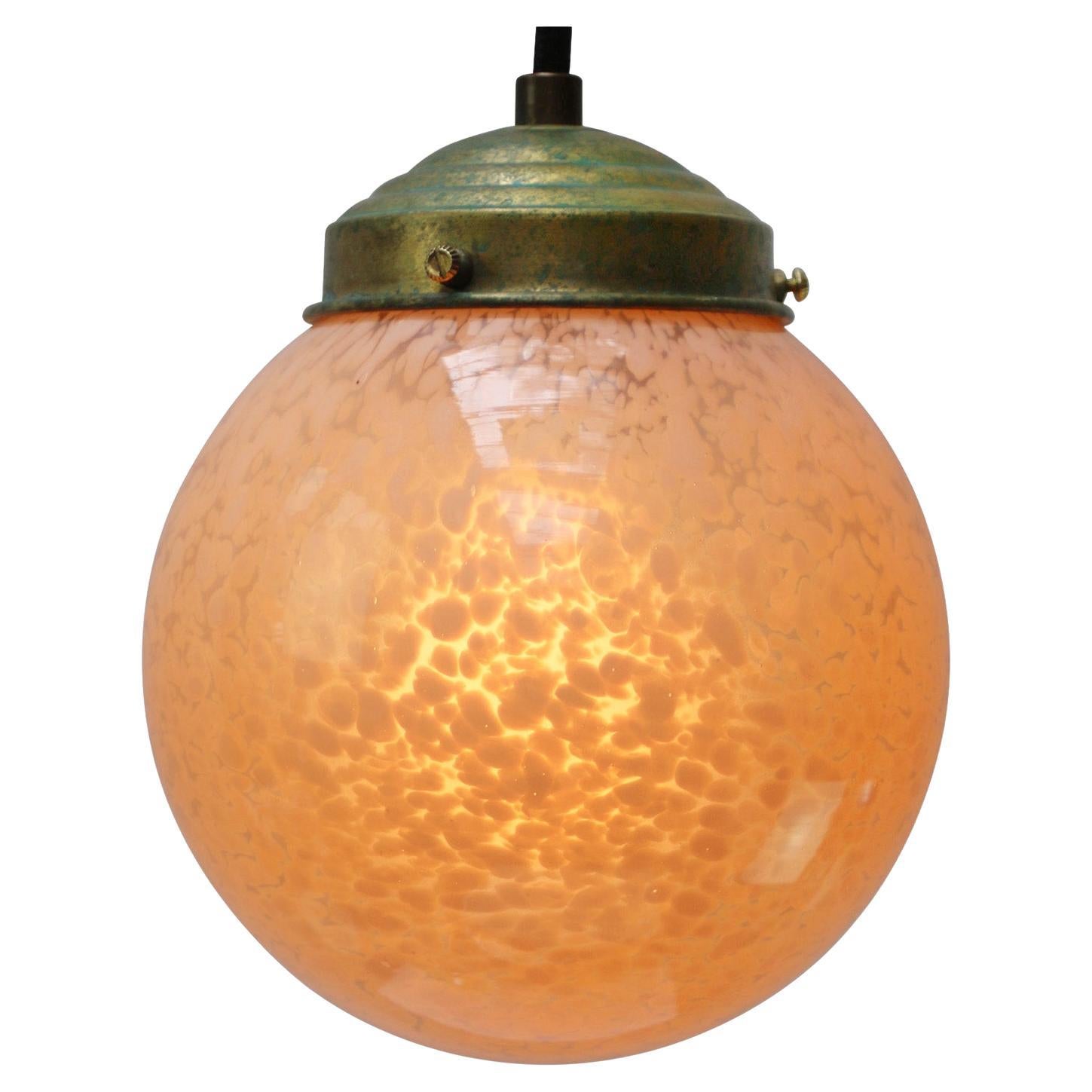 Lampe pendante en verre rose "Clichy" française